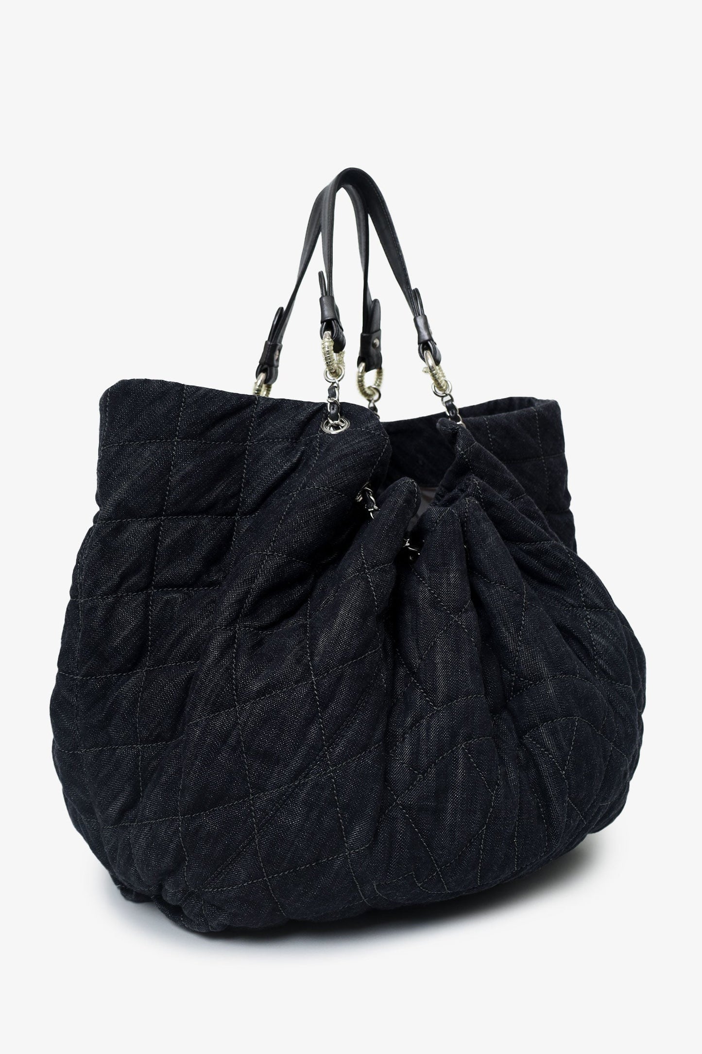 Pre-Loved Chanel™ 2008-09 Navy Quilted Denim XL Coco Cabas Spirit Bag