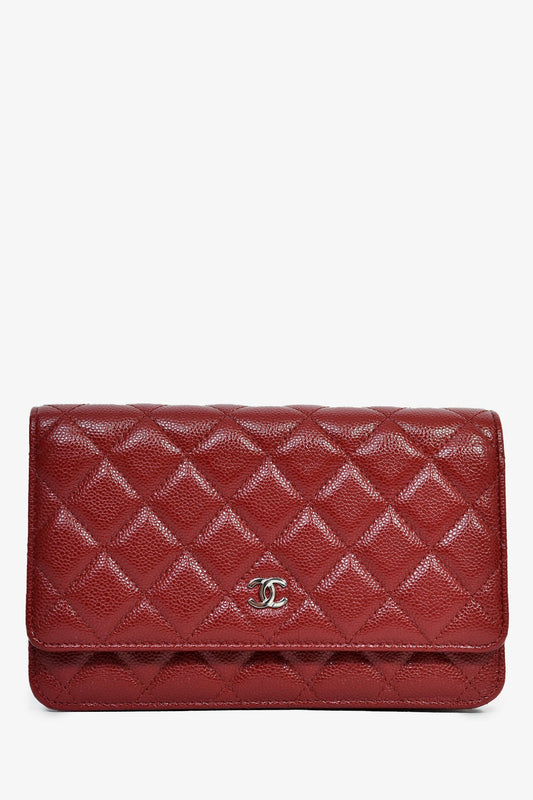Pre-Loved Chanel™ 2020 Burgundy Quilted Classic Wallet On Chain