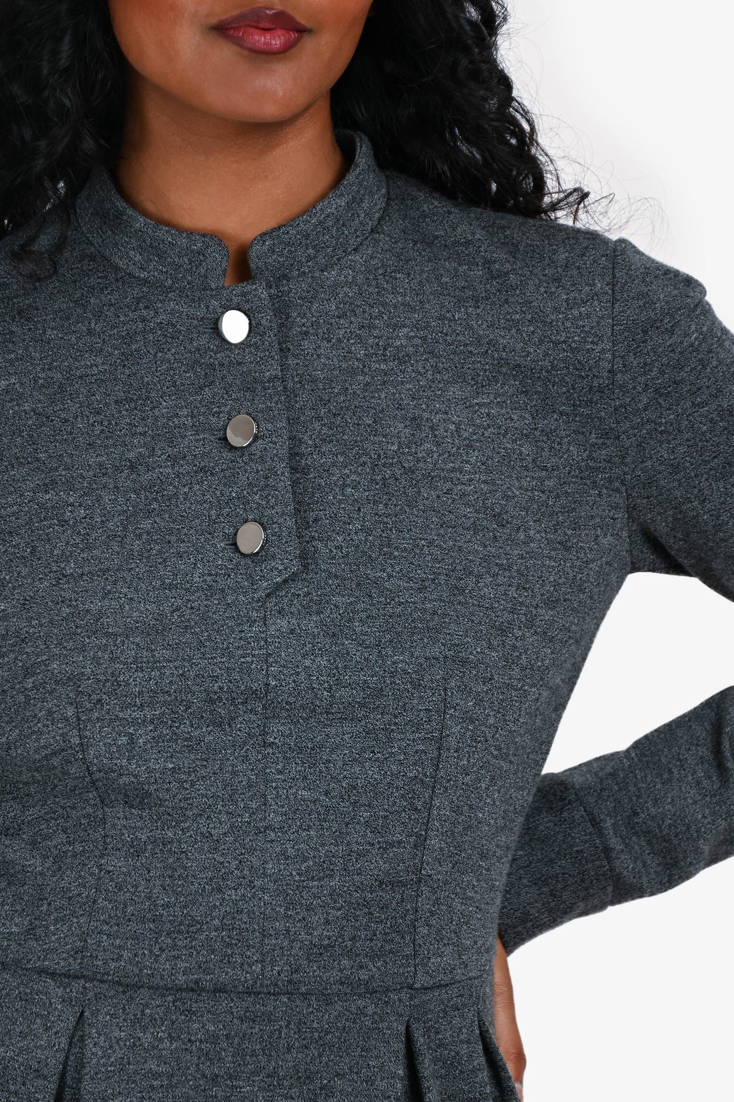Gucci Grey Wool Mandarin Collar Mini Dress Est. Size XS