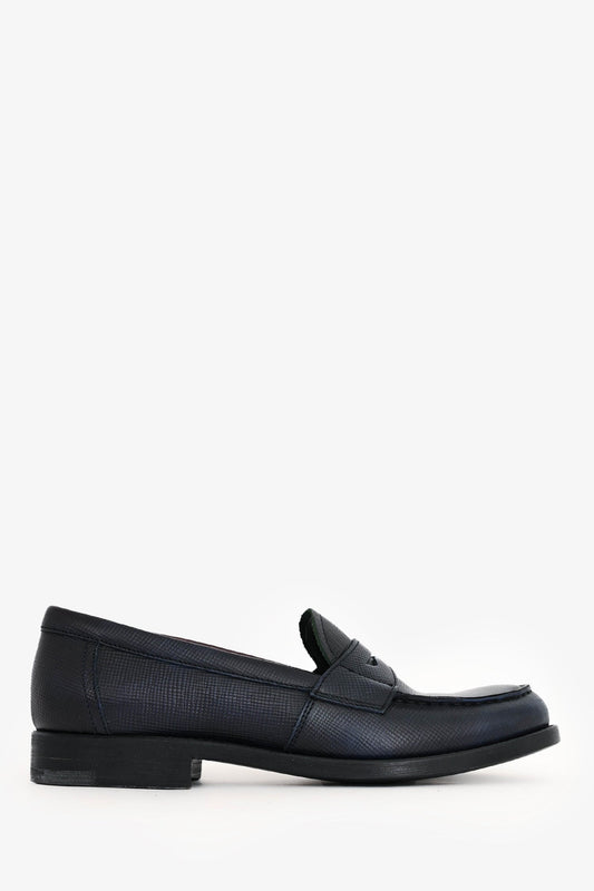 Prada Green/Navy Saffiano Leather Loafers Size 35