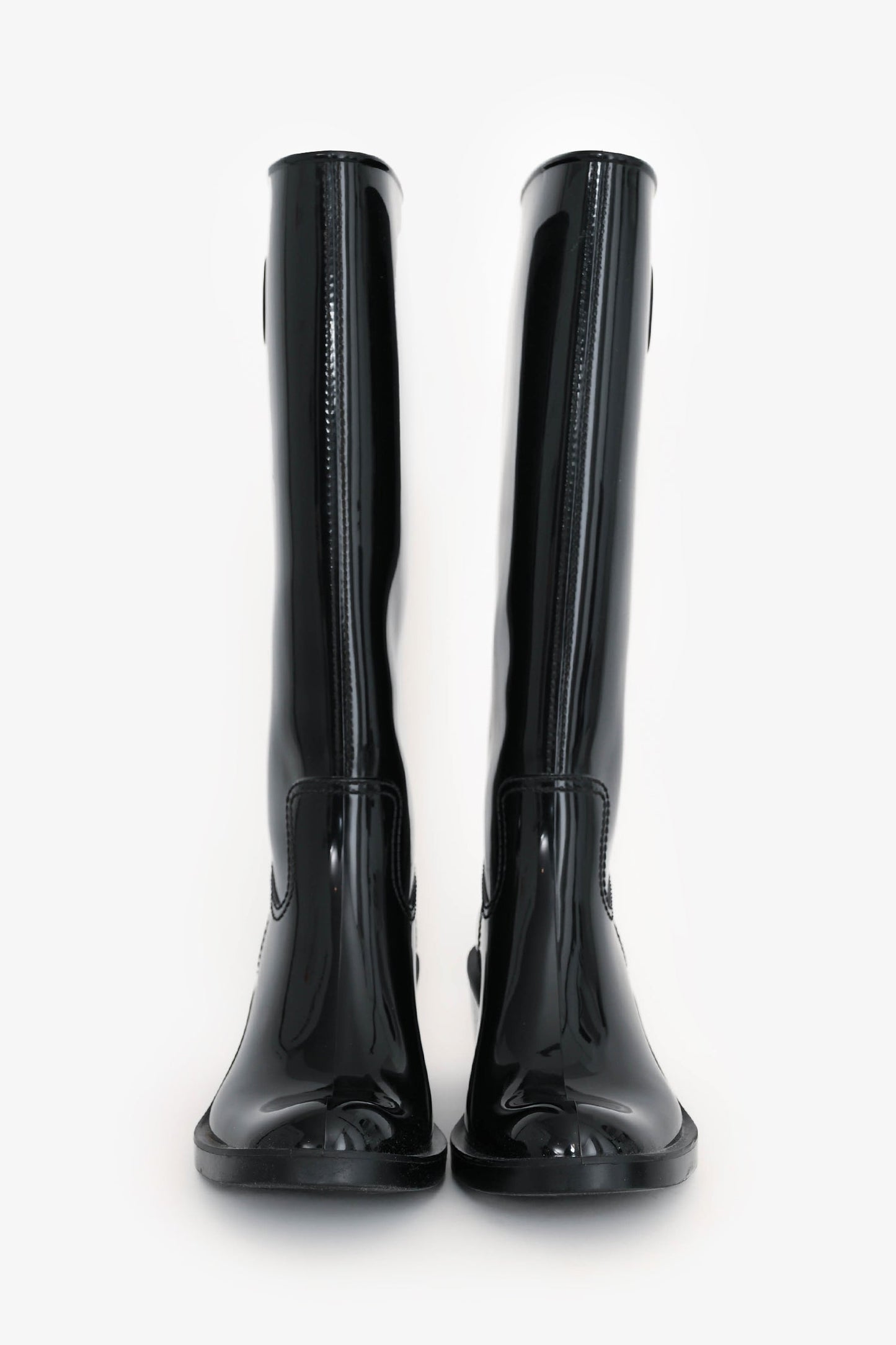 Gucci Black Rubber GG Logo Rainboots Size 35