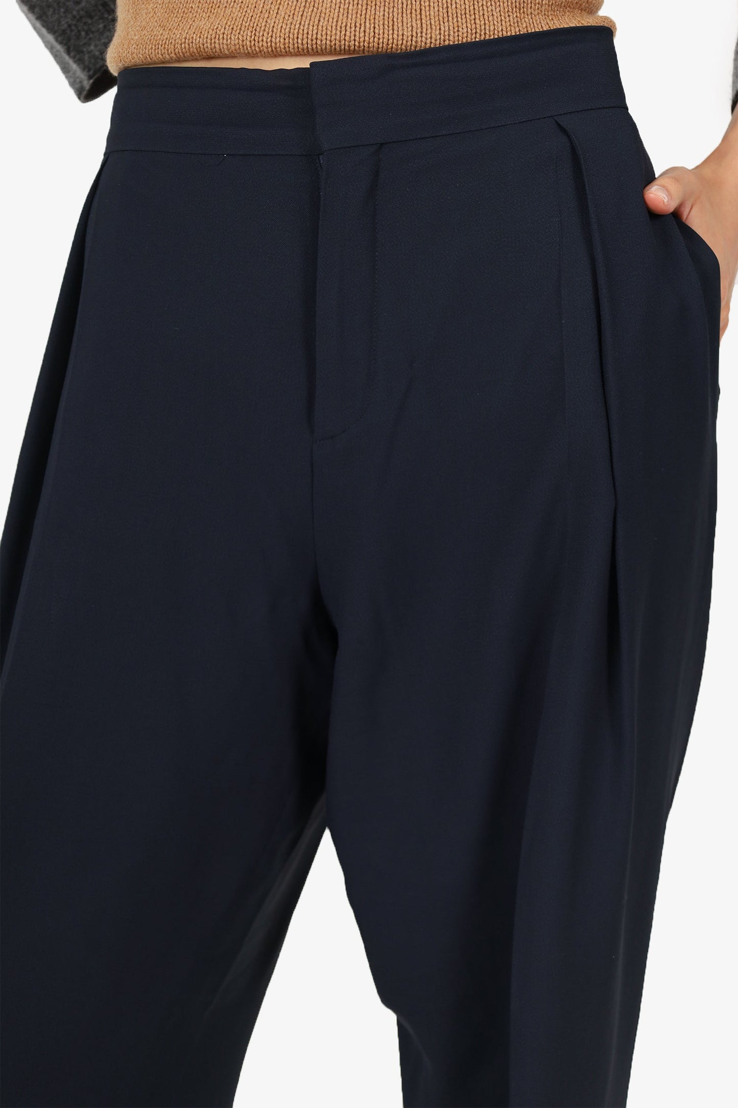 Chloe Black High Waisted Straight Leg Tro rs Size 42