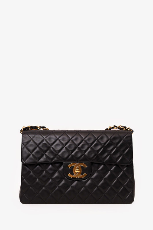 Pre-Loved Chanel™ 1994-96 Black Quilted Lambskin Jumbo XL Maxi Flap Bag