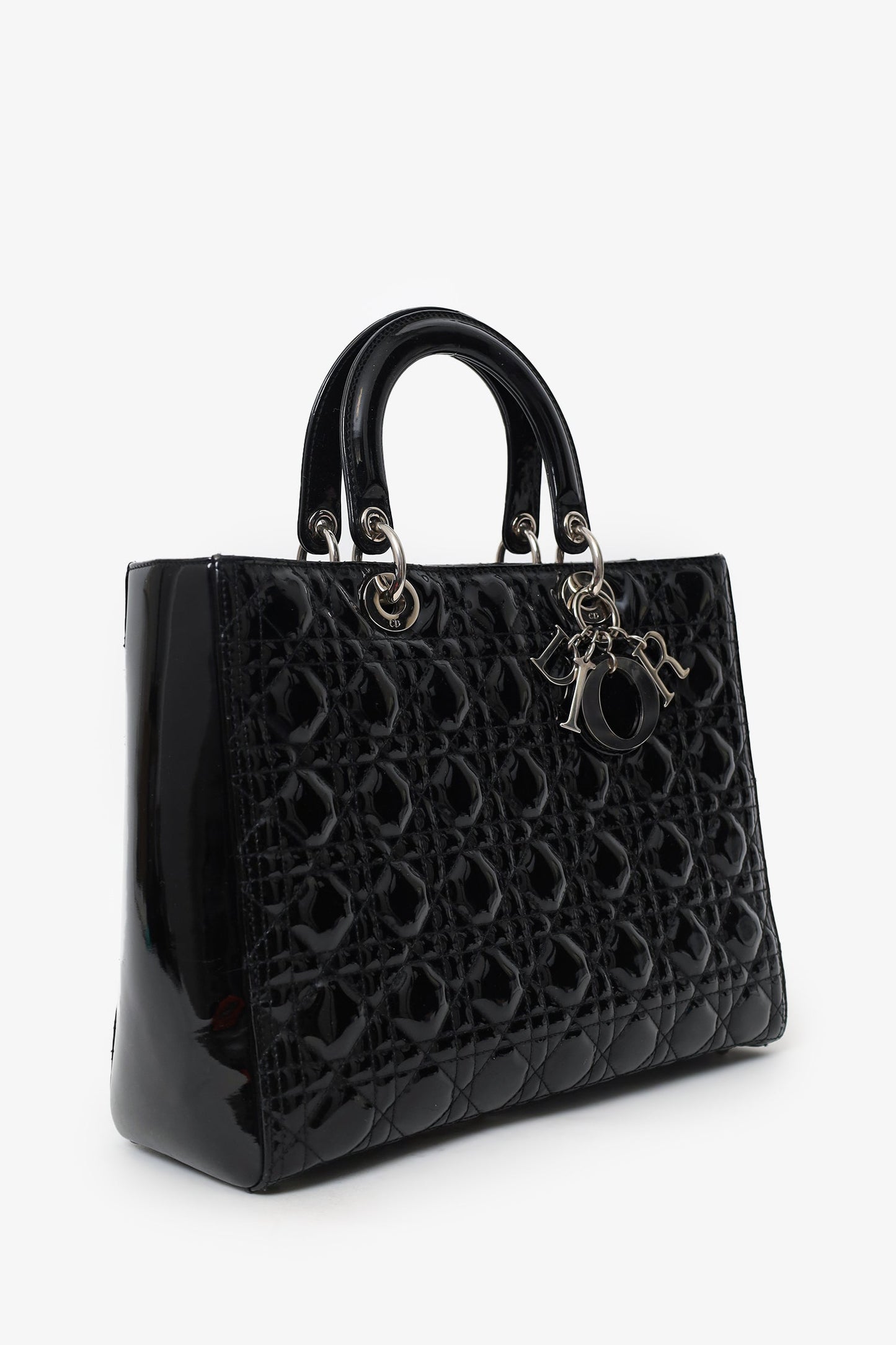 Christian Dior 2010 Black Patent Leather Large Lady Dior