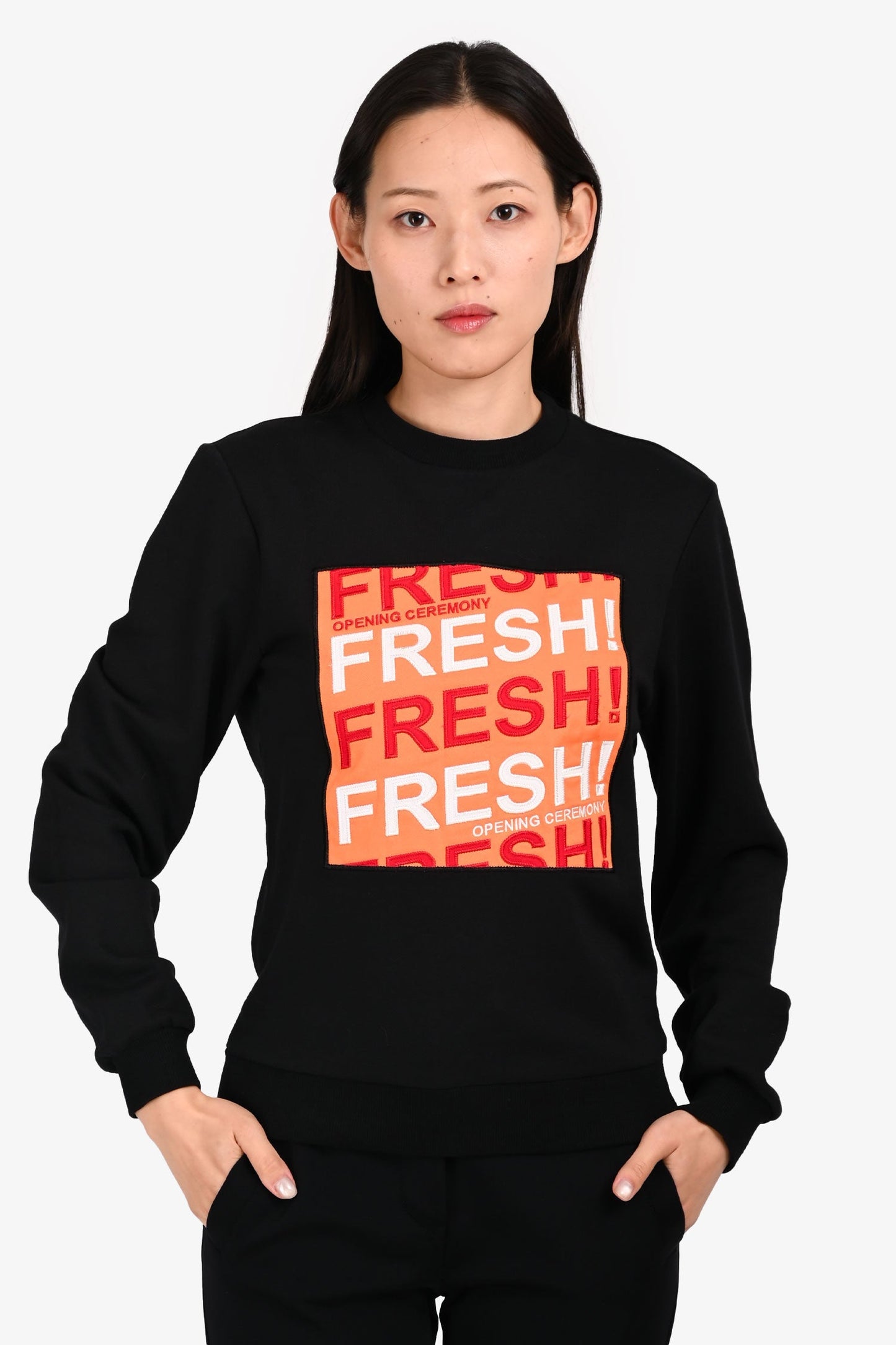 Opening Ceremony Black/Orange Embroidered Sweater Size S