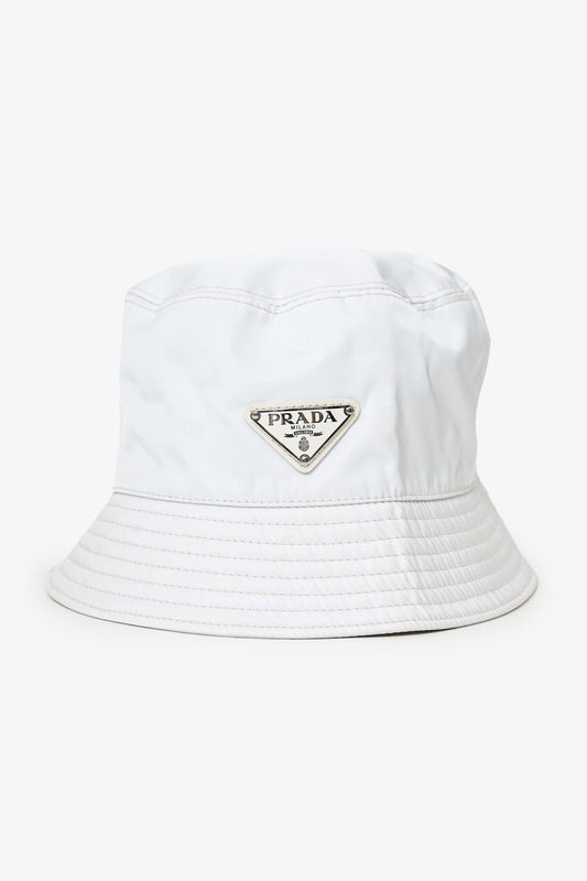 Prada White Nylon Bucket Hat Size S