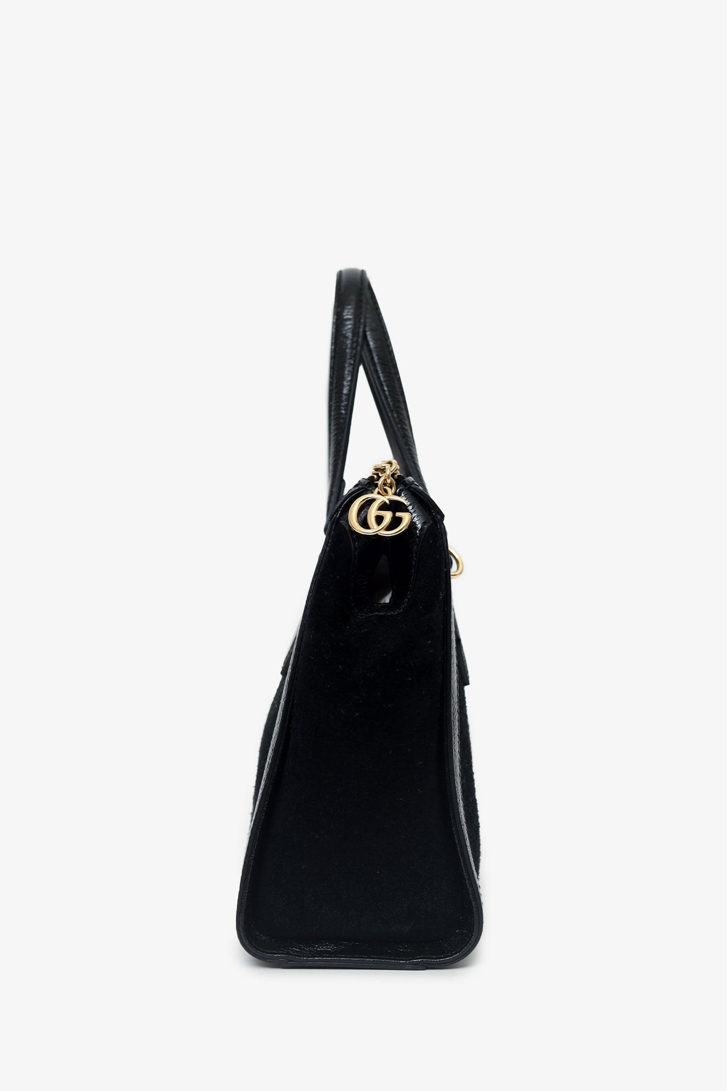 Gucci Black Suede/Patent Web Ophidia Small Tote Bag