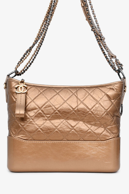 Pre-Loved Chanel™ 2017-18 Gold Medium Gabrielle Hobo