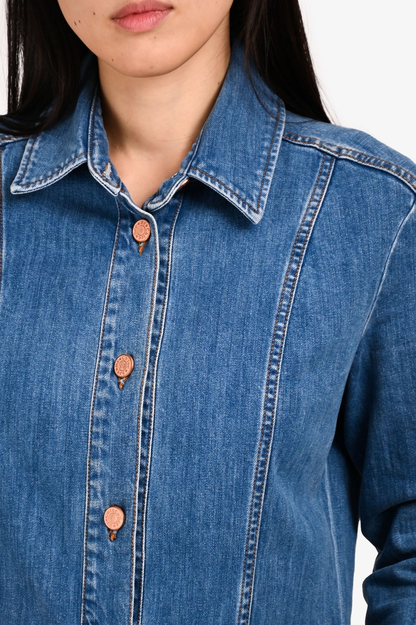 See by Chloe Blue Denim Medium Wash Romper Size 40