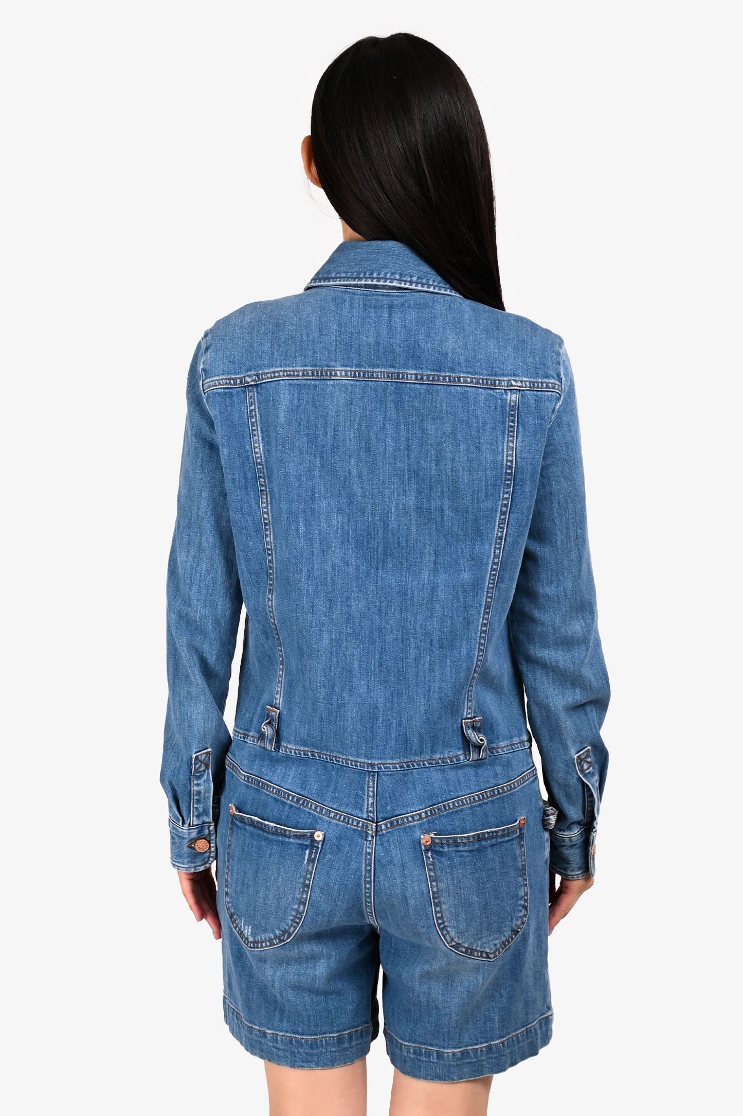 See by Chloe Blue Denim Medium Wash Romper Size 40