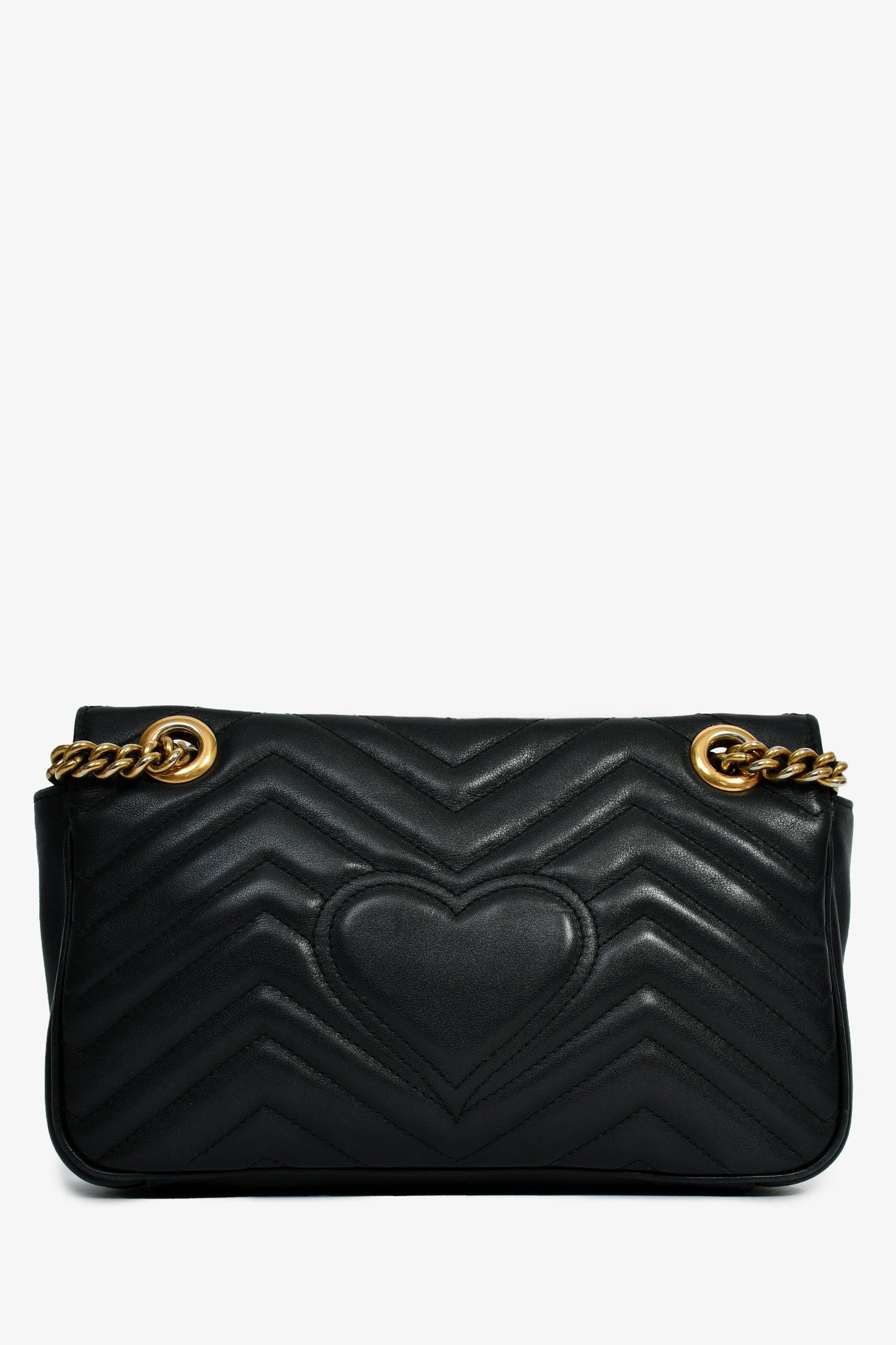 Gucci Black Chevron Leather Medium Marmont Shoulder Bag