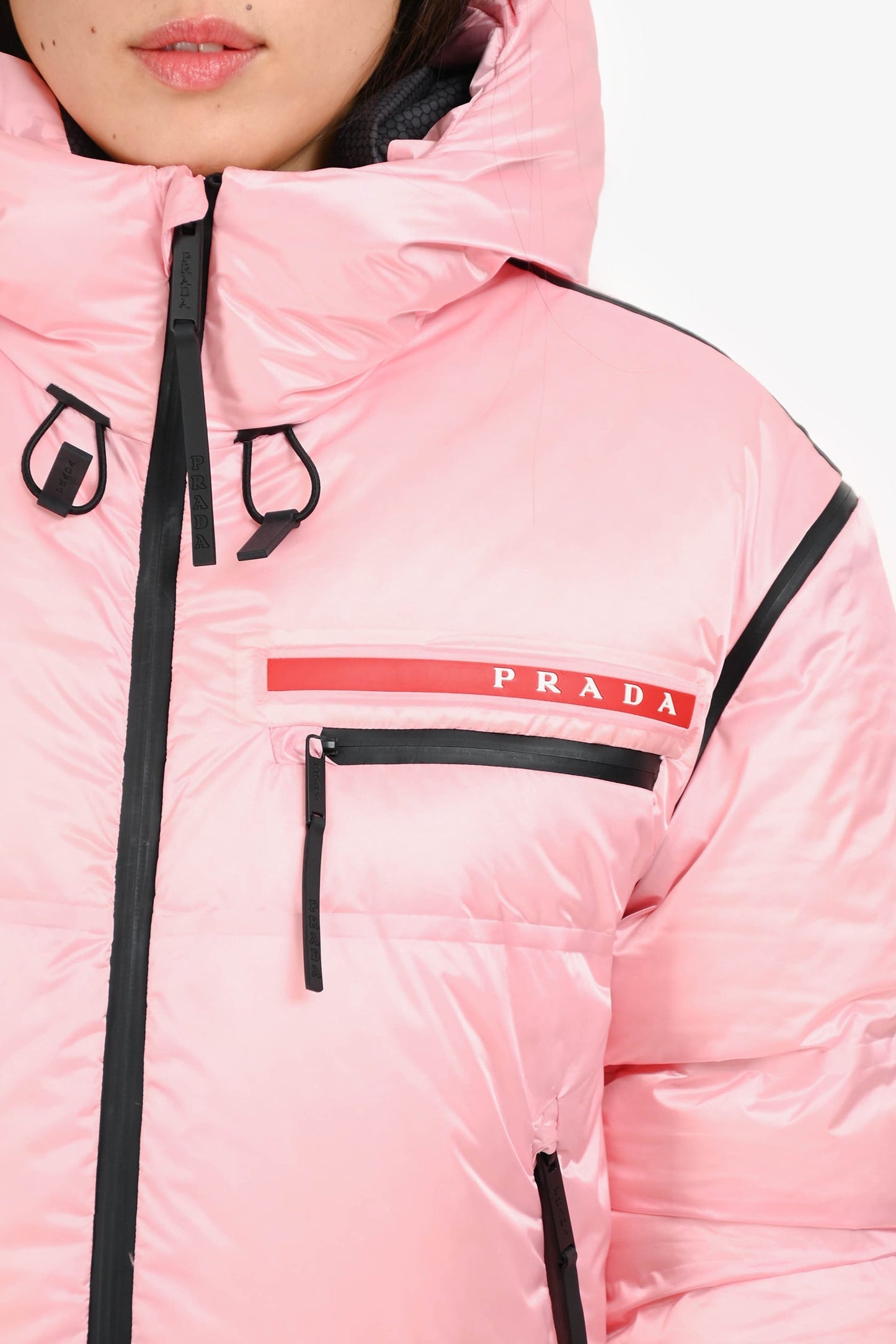 Prada Sport 2021 Pink Re-Nylon Cropped Puffer Jacket Size XS