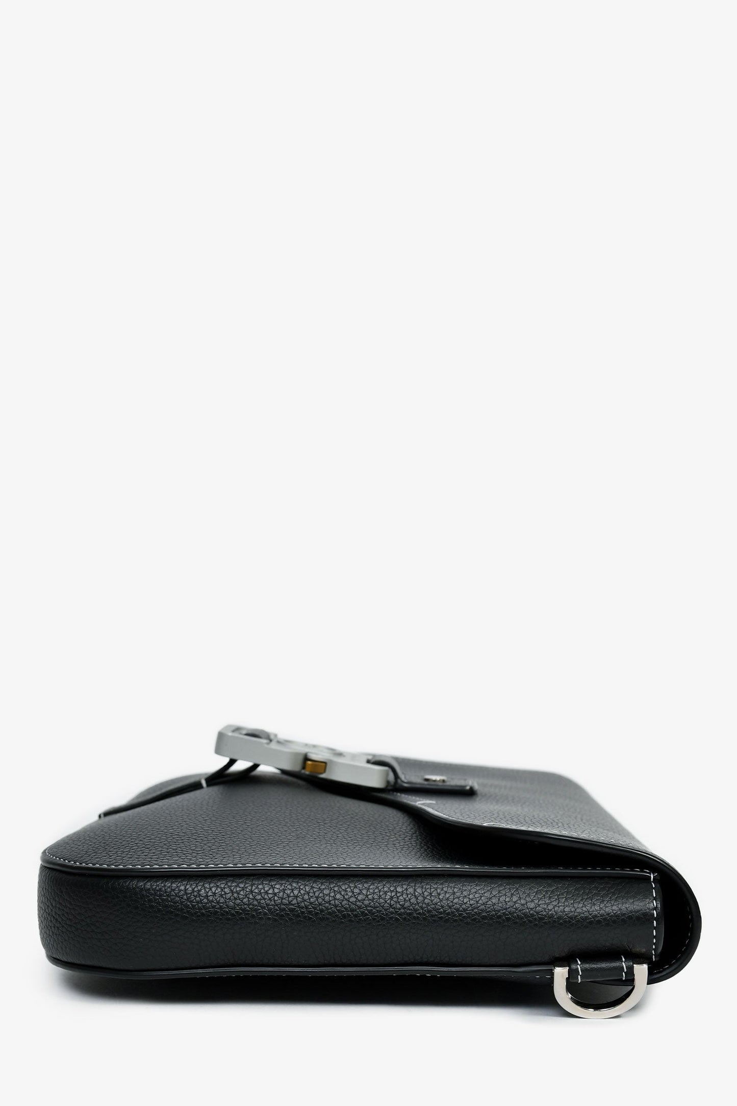 Christian Dior Black Grained Leather Saddle Pouch Mens