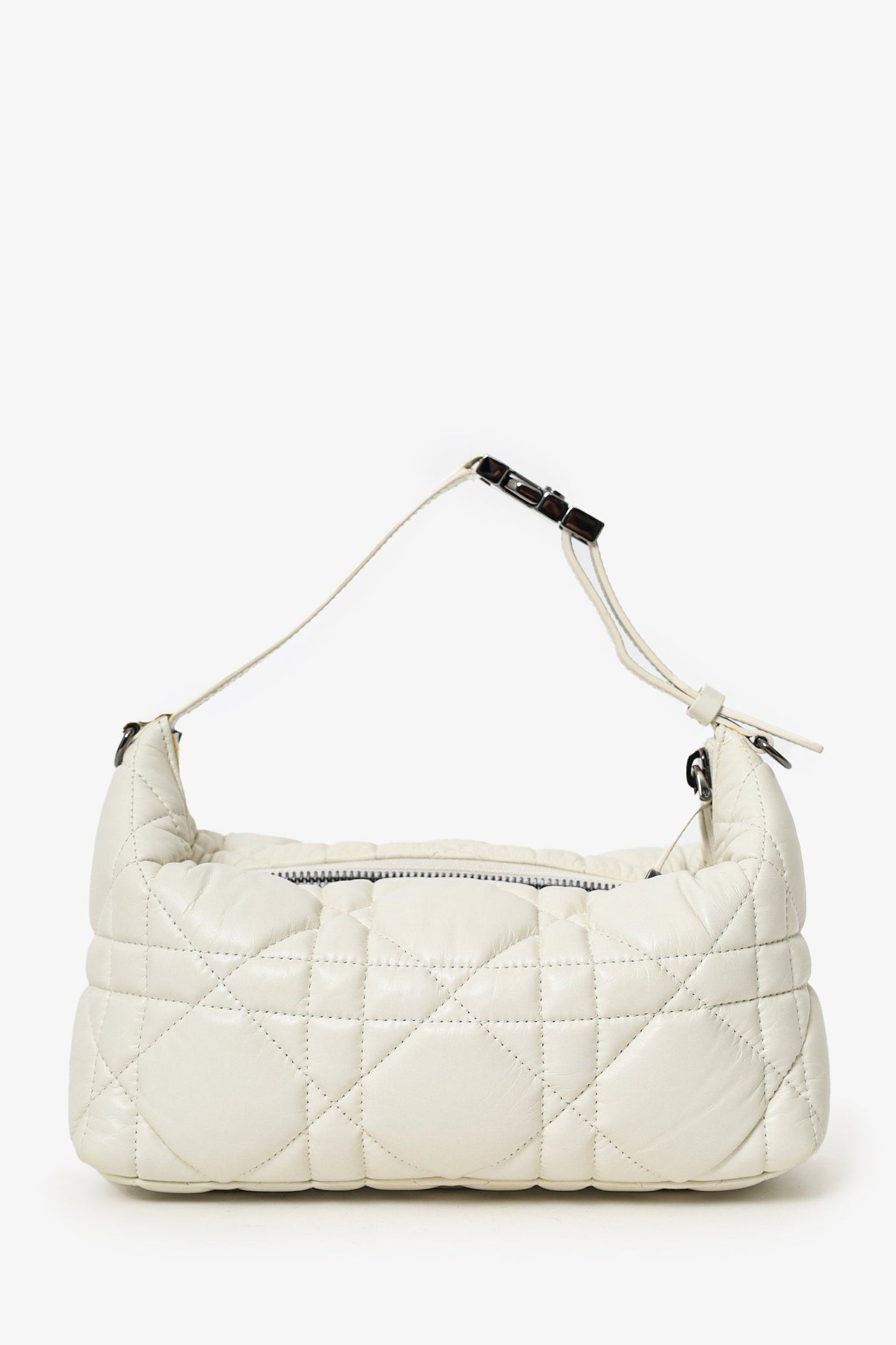 Christian Dior 2022 White Calfskin Macrocannage Medium Diortravel Nomad Pouch