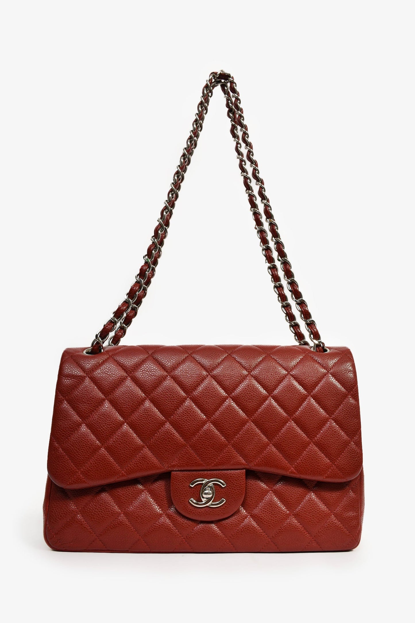 Pre-Loved Chanel™ 2013-14 Burgundy Caviar Leather Medium Classic Double Flap Bag