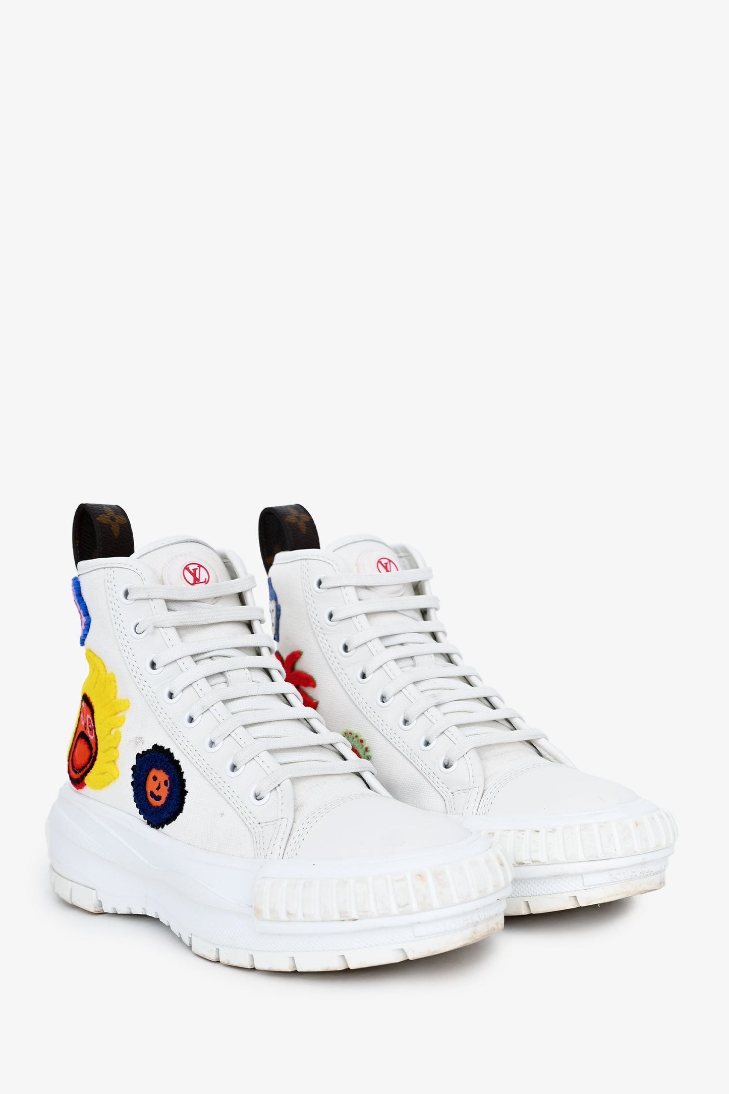 Louis Vuitton x Yayoi Kusama White/Multicolour 'Squad' Sneakers Size 36.5