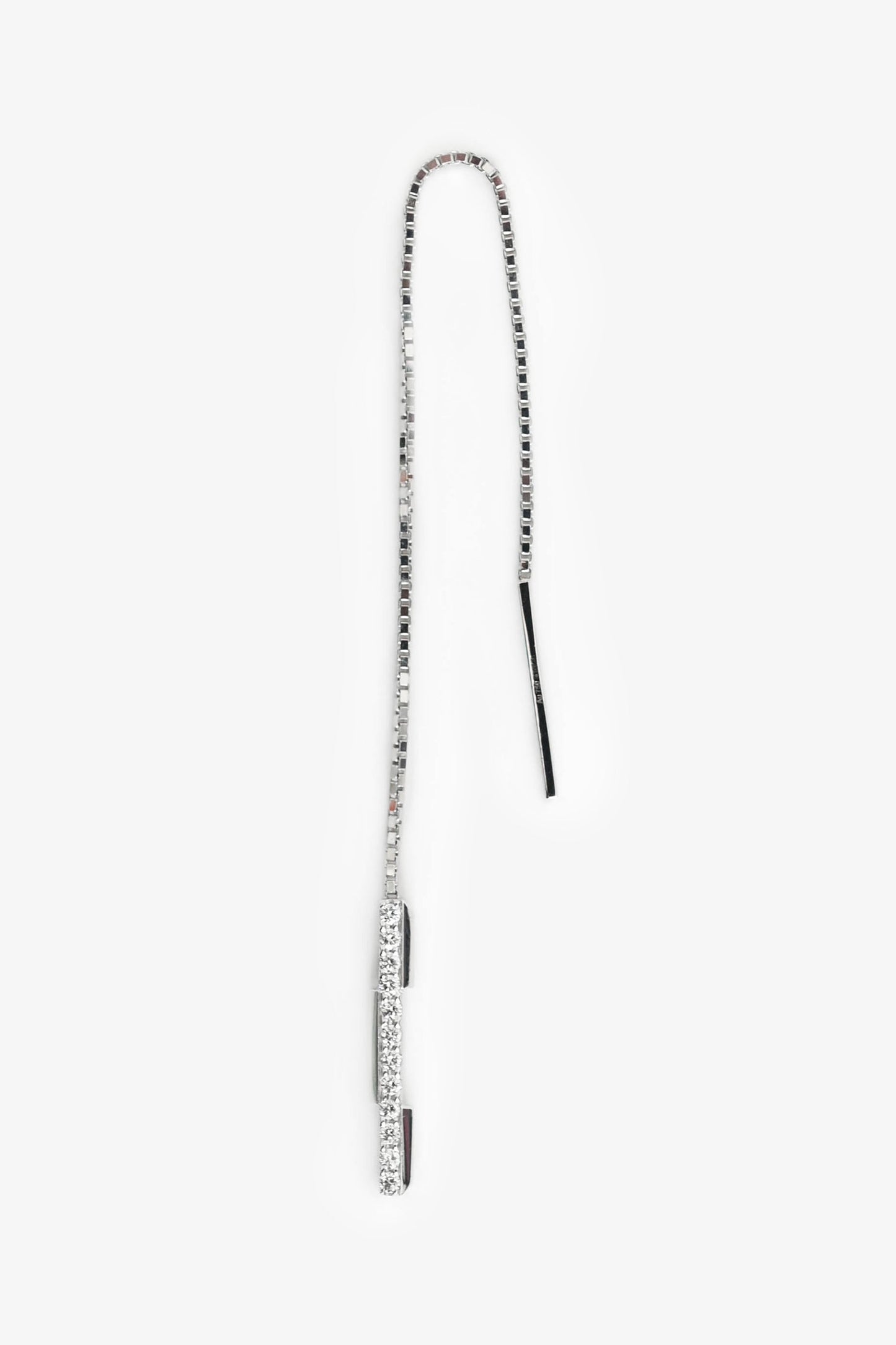 Gucci 18K White Gold Diamond Set Gucci Link To Love 'Gucci' Bar Earrings