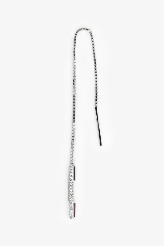 Gucci 18K White Gold Diamond Set Gucci Link To Love 'Gucci' Bar Earrings