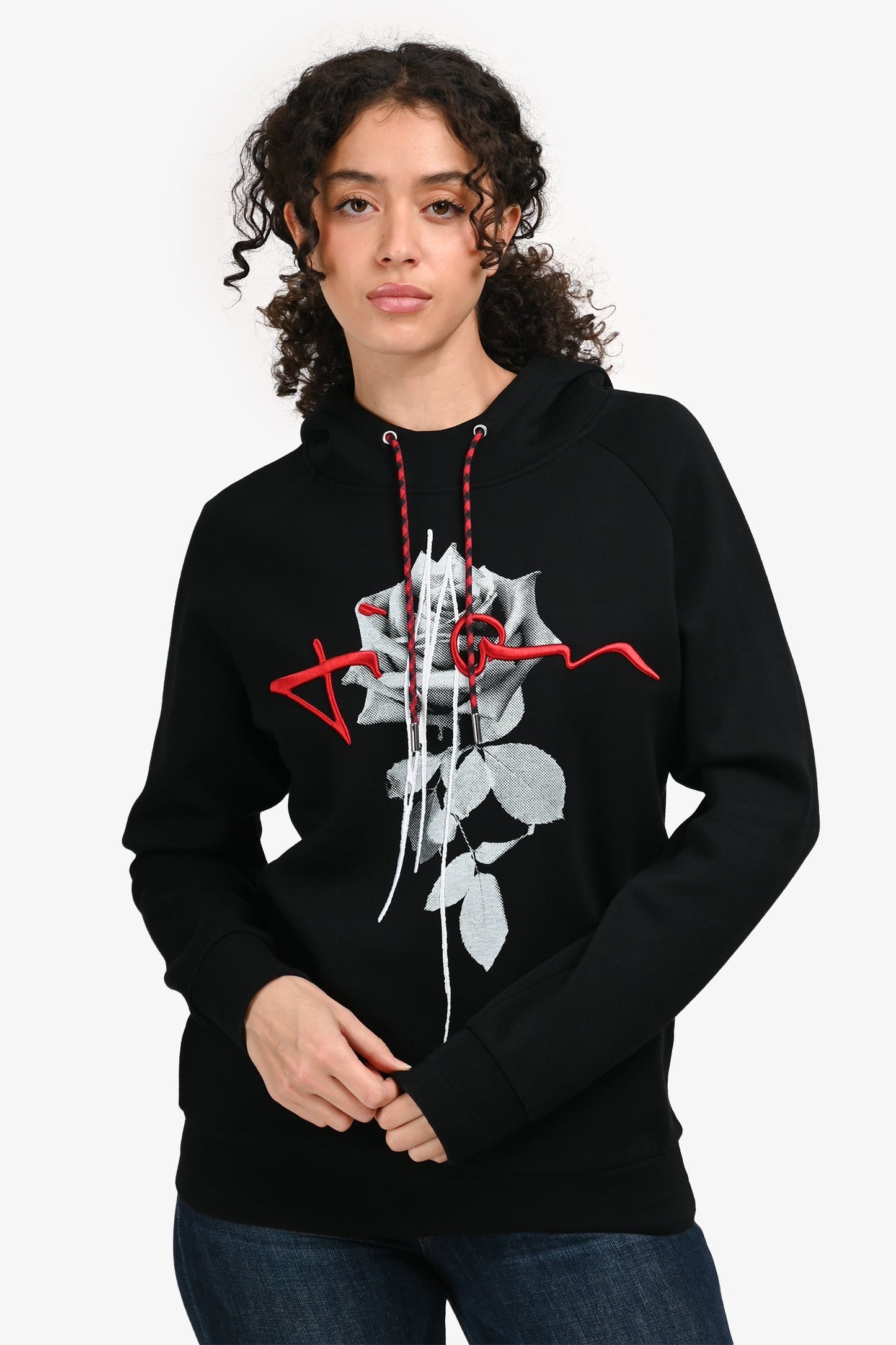 Christian Dior 2016 Black/Red Rose Hoodie Size XS