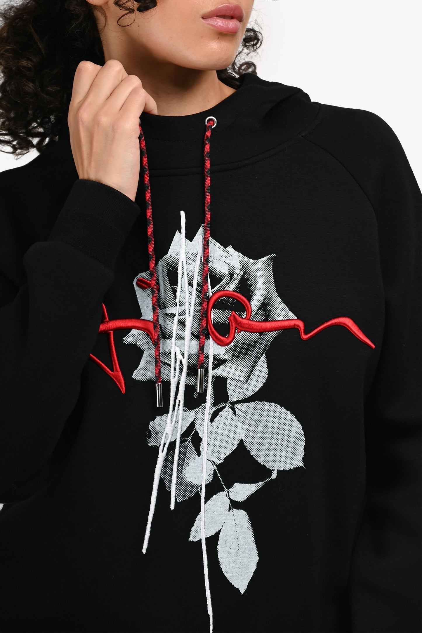 Christian Dior 2016 Black/Red Rose Hoodie Size XS