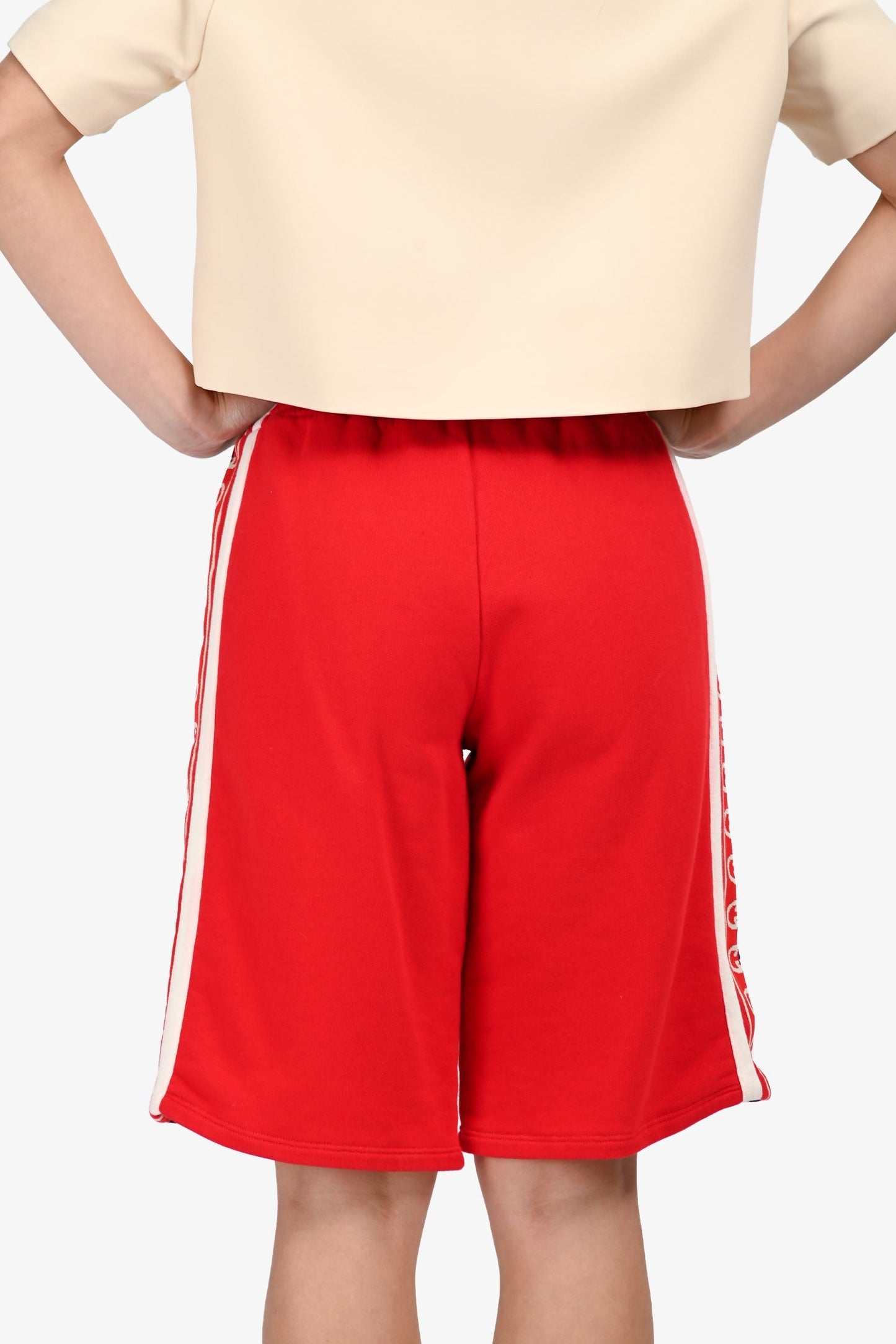Gucci Red Knit GG Side Stripe Long Shorts Size 12 Kids