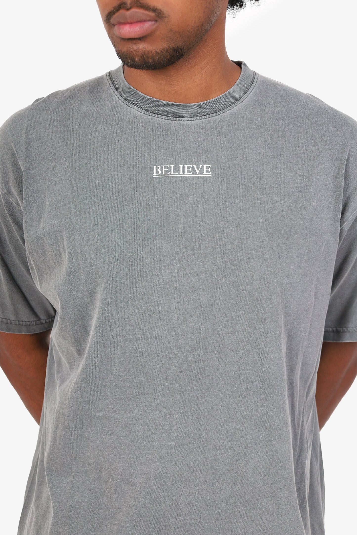 Balenciaga Grey 'Believe in something bigger' Print T-shirt Size M Mens