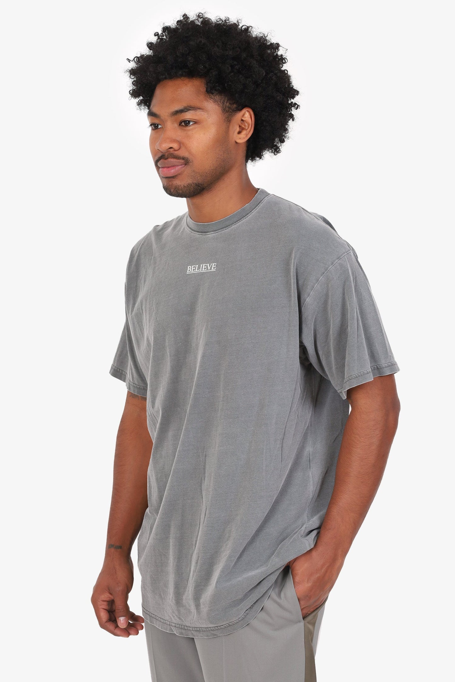 Balenciaga Grey 'Believe in something bigger' Print T-shirt Size M Mens