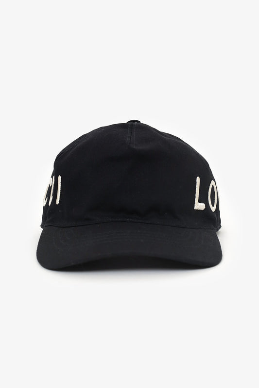 Gucci Black Canvas 'Loved' Embroidered Baseball Cap Size L