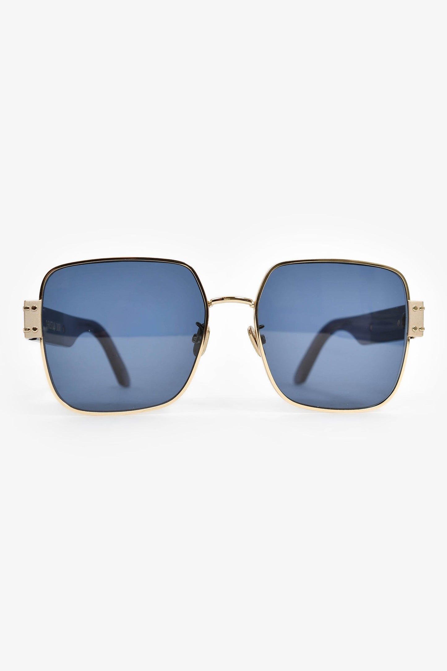 Christian Dior Black/Gold Rectangular Logo Sunglasses