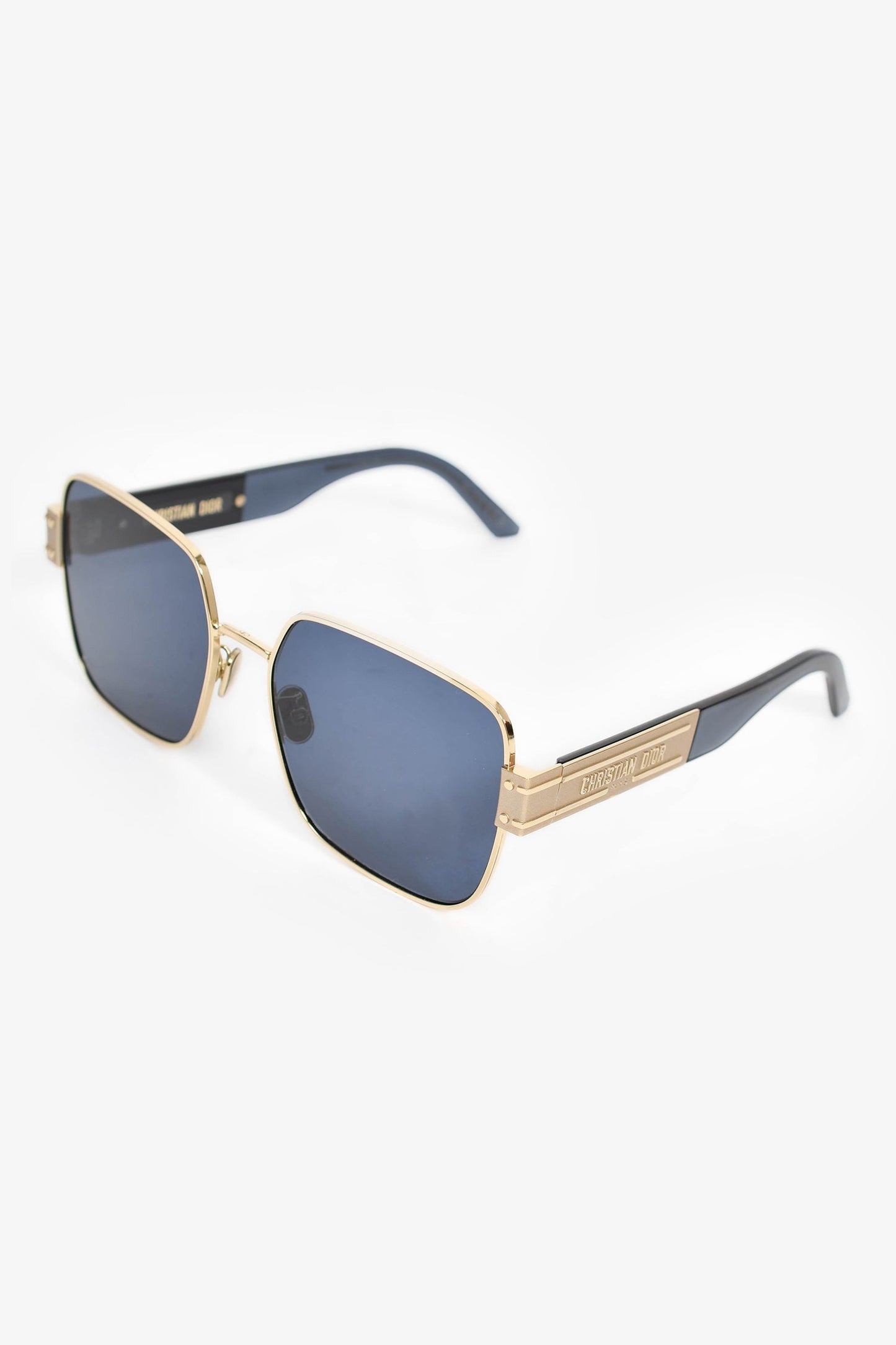 Christian Dior Black/Gold Rectangular Logo Sunglasses
