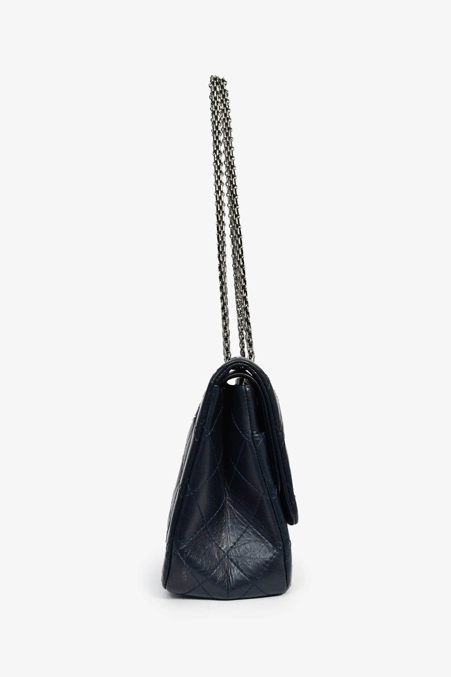 Pre-Loved Chanel™ 2011-12 Navy Quilted Lambskin 227 Maxi Reissue Flap Shoulder Bag