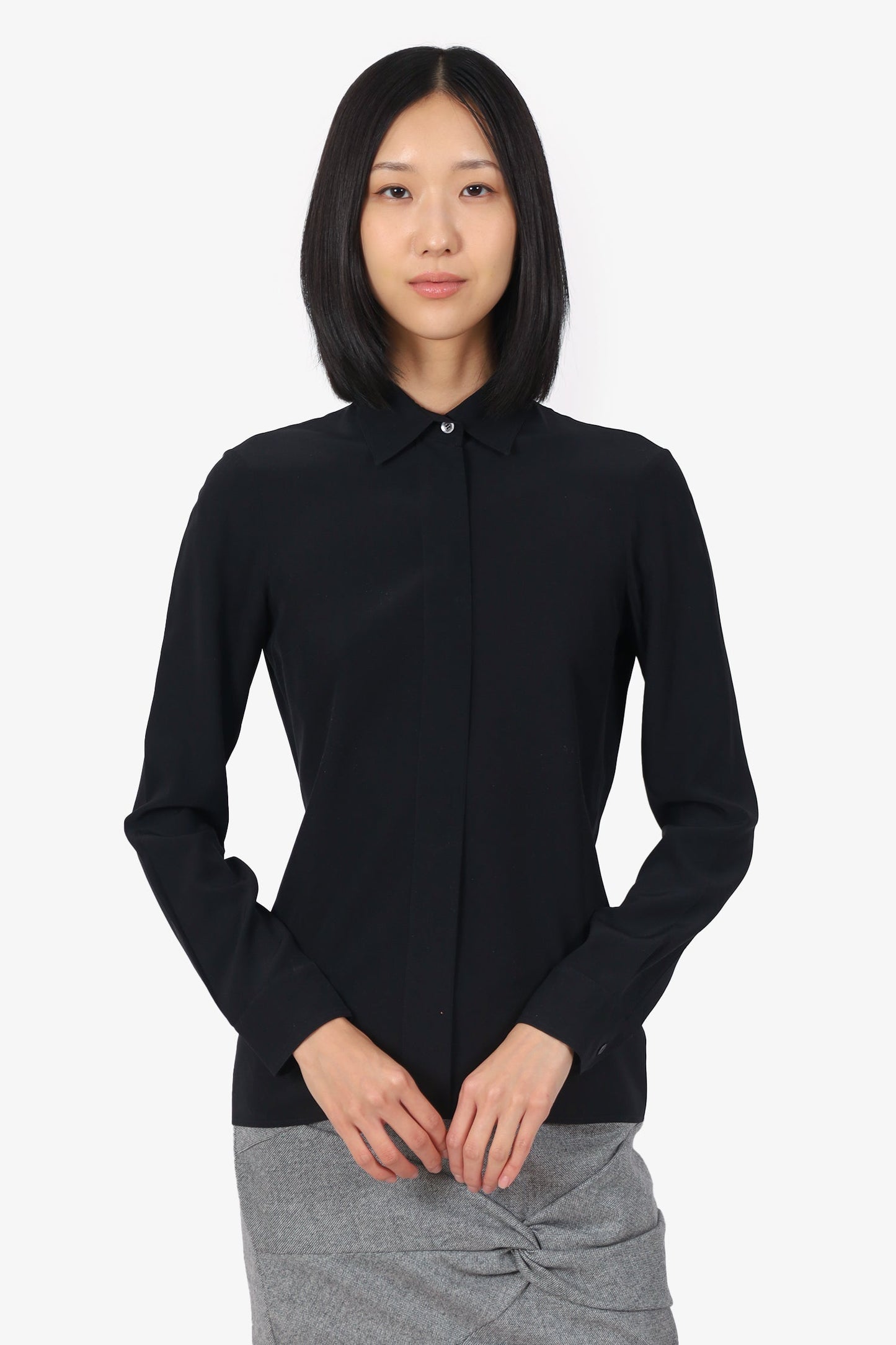 Gucci Black Silk Button Down Blo  Size 38