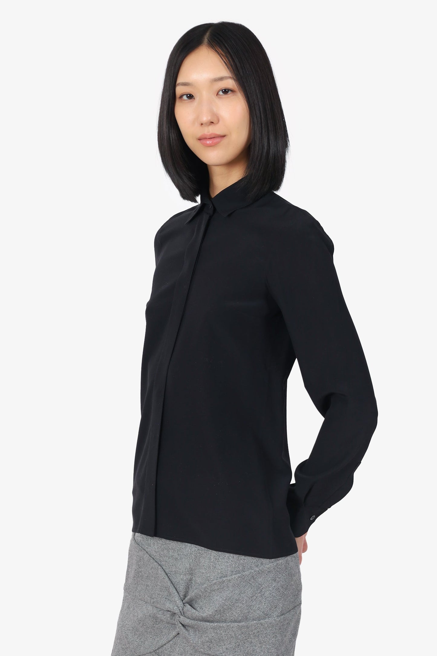 Gucci Black Silk Button Down Blo  Size 38