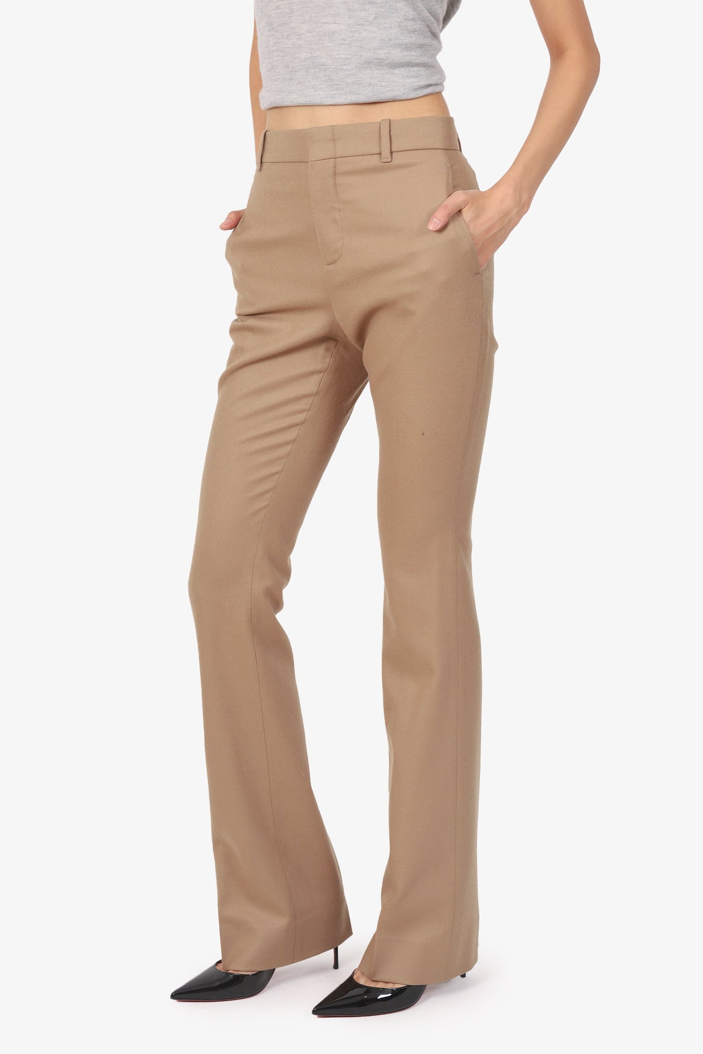 Gucci Beige Wool/Cashmere Straight Leg Tro rs Size 40
