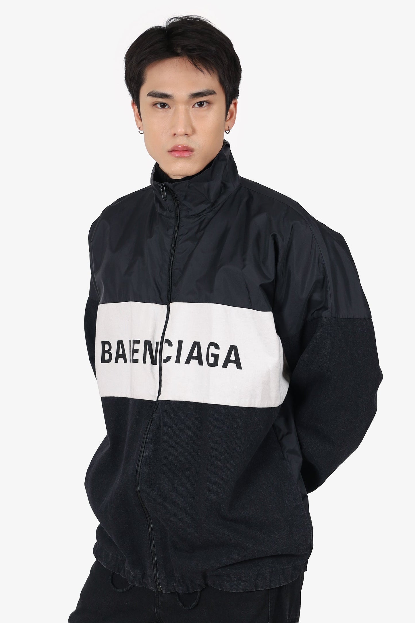 Balenciaga Black/White Denim Logo Jacket Size 34 Mens