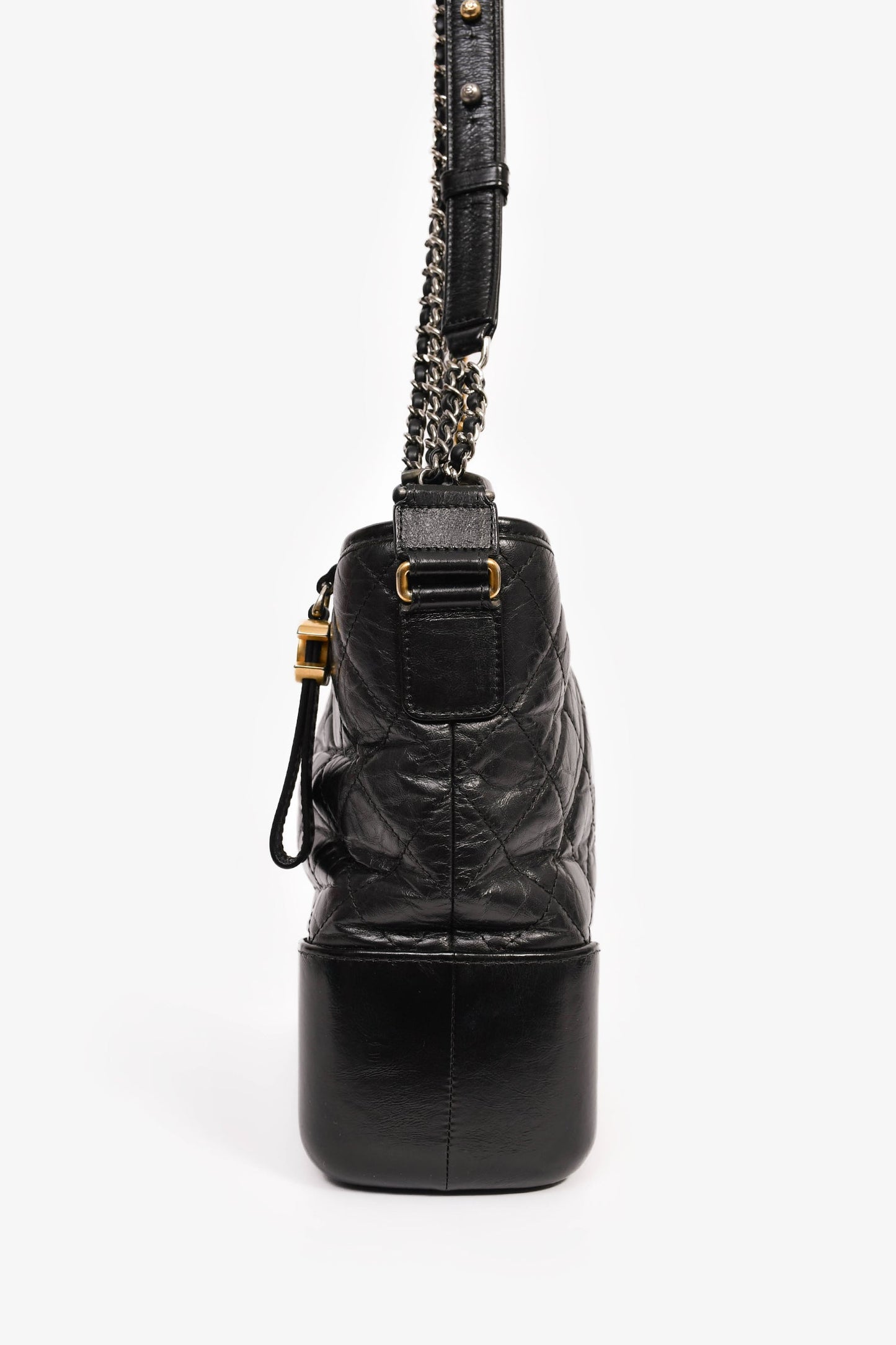 Pre-Loved Chanel™ 2017/18 Black Aged Calfskin Medium Gabrielle Hobo