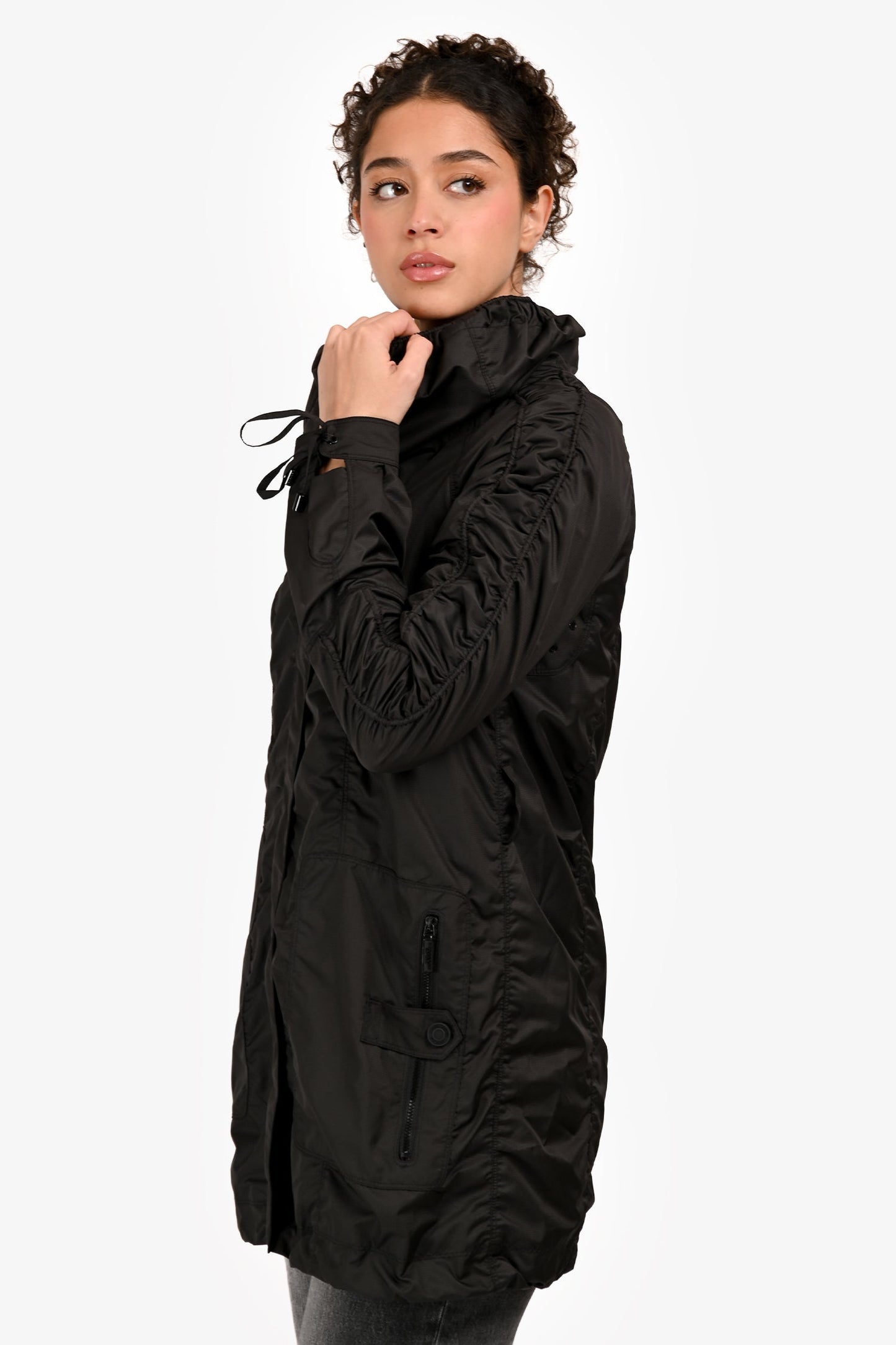Burberry Sport Black Nylon Midi Zip Jacket Size XS