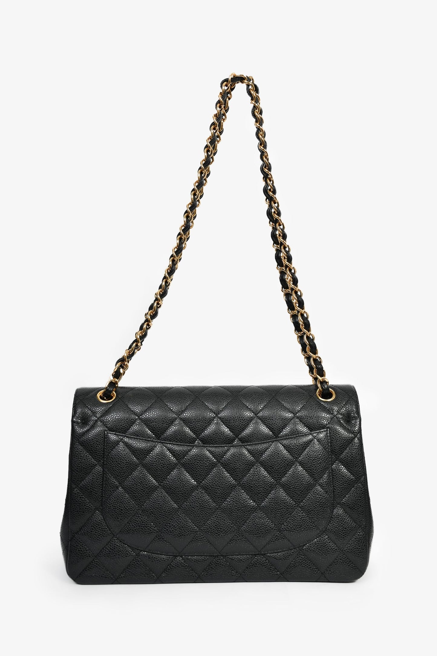 Pre-Loved Chanel™ 2021 Black Caviar Leather Jumbo Double Flap Bag GHW