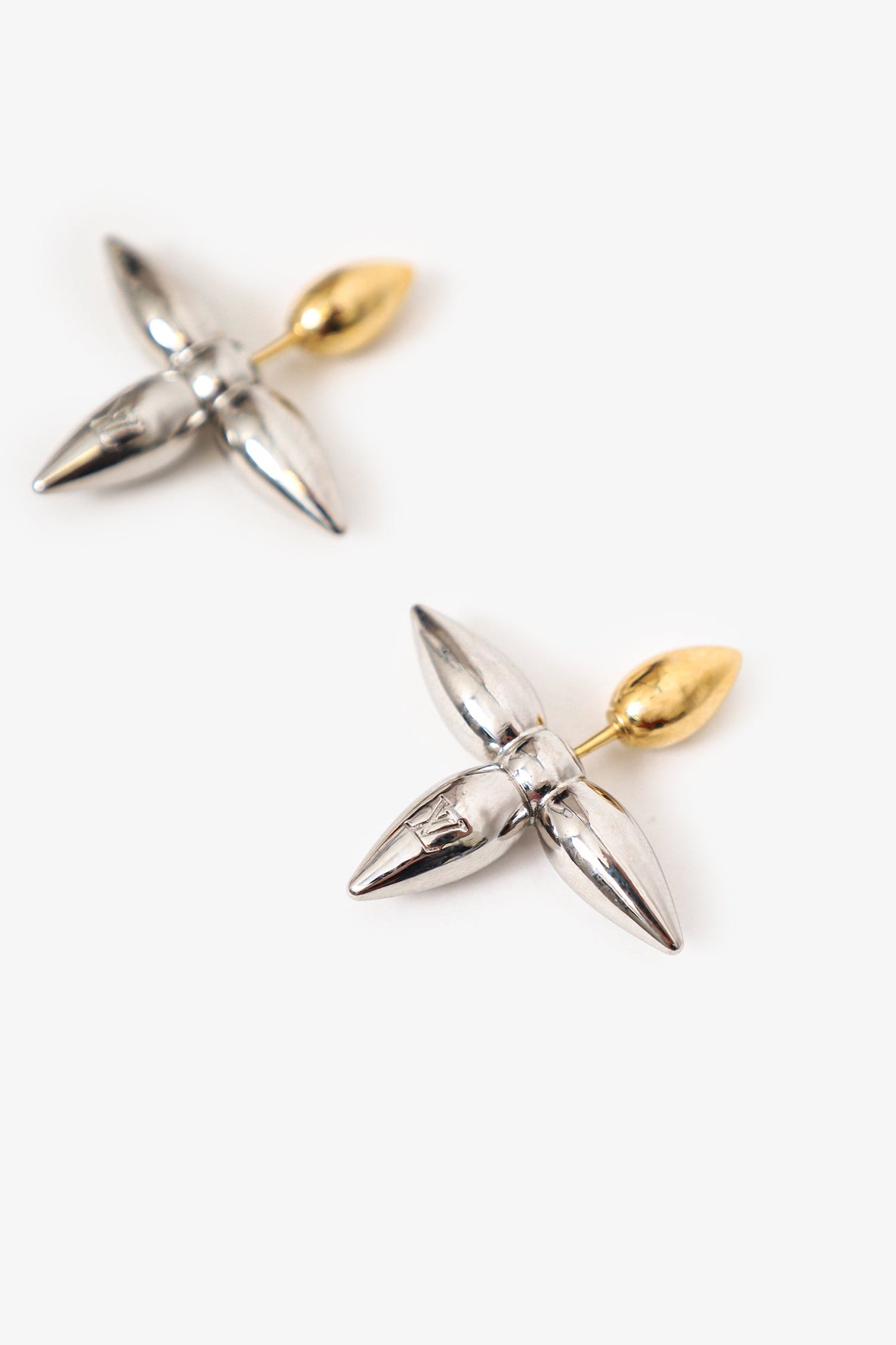 Louis Vuitton Gold/Silver Tone 'Louisette' Earrings