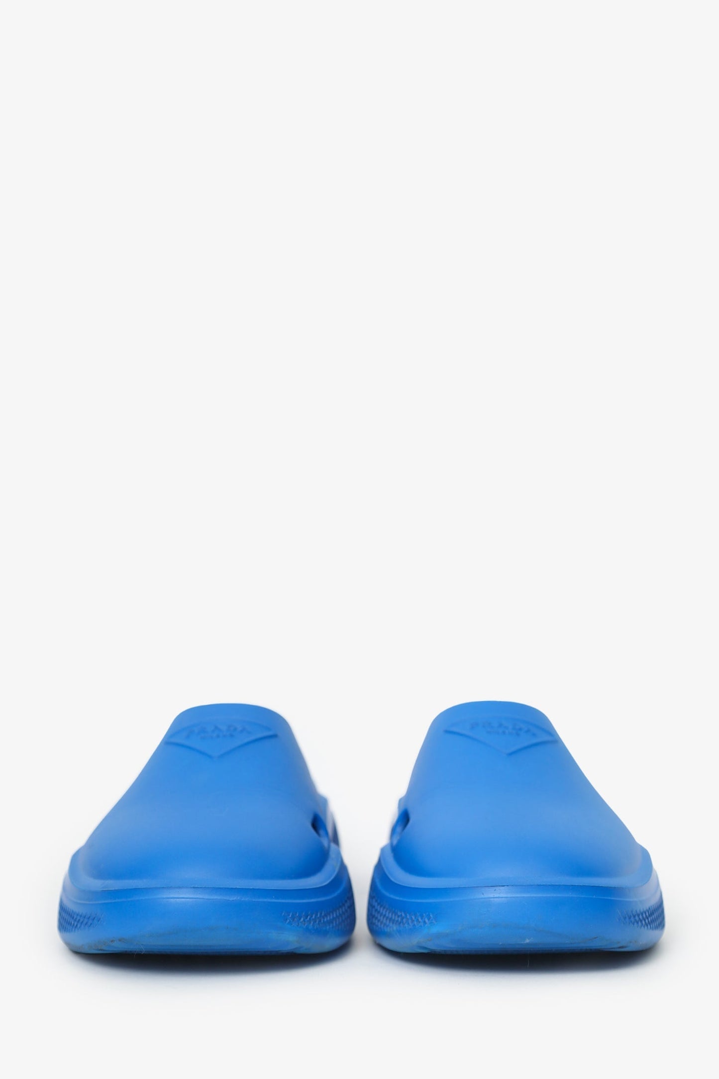 Prada Blue Rubber Mellow Logo-embellished Slides Size 41 Mens