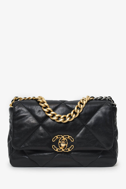 Pre-Loved Chanel™ 2019 Black Leather 19 Flap Bag
