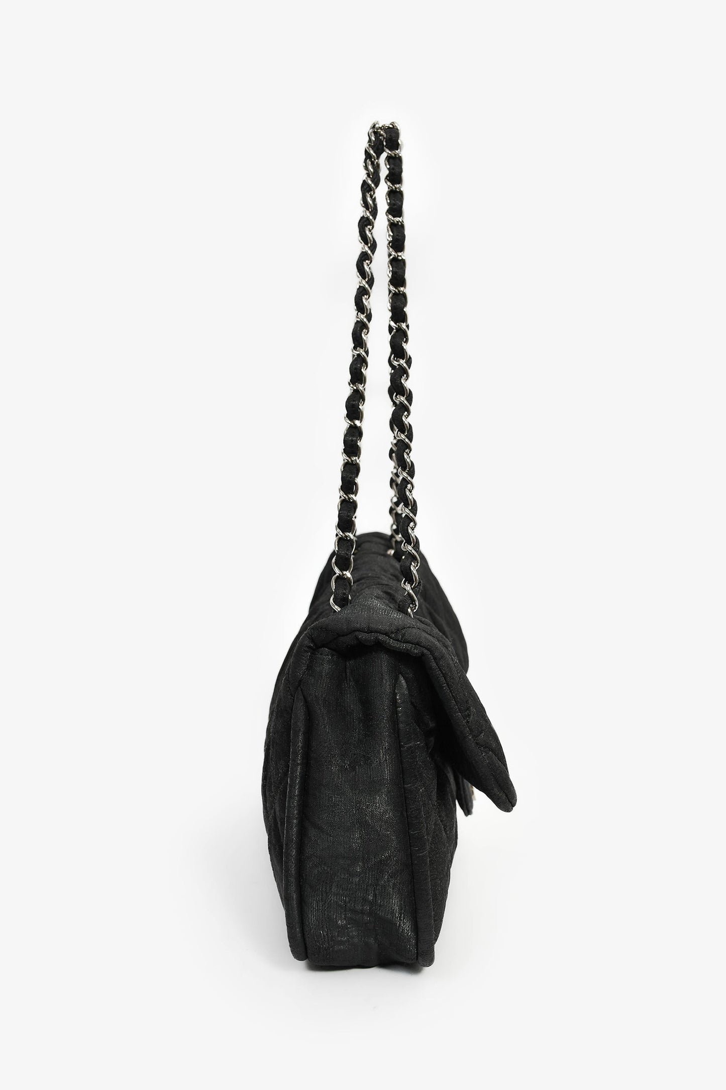 Pre-Loved Chanel™ 2008-09 Black Quilted Coated Canvas Flap Shoulder Bag