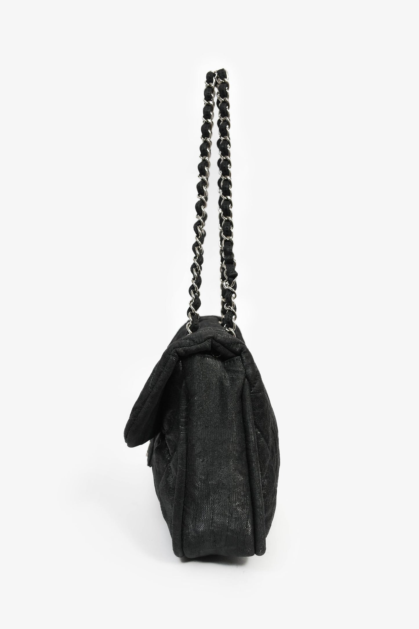 Pre-Loved Chanel™ 2008-09 Black Quilted Coated Canvas Flap Shoulder Bag