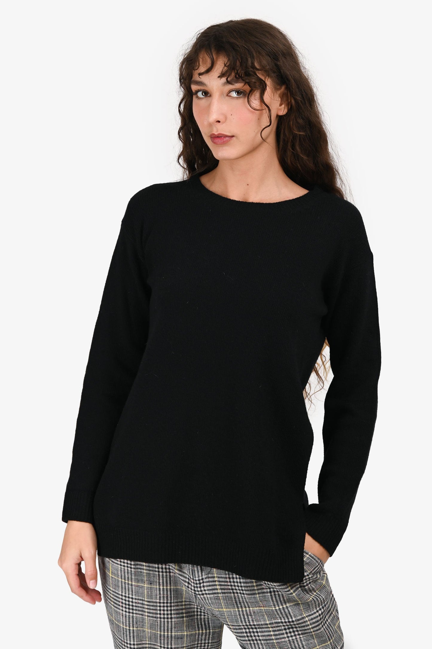 Prada Black Wool/Cashmere Blend Crew Neck Sweater Size 40