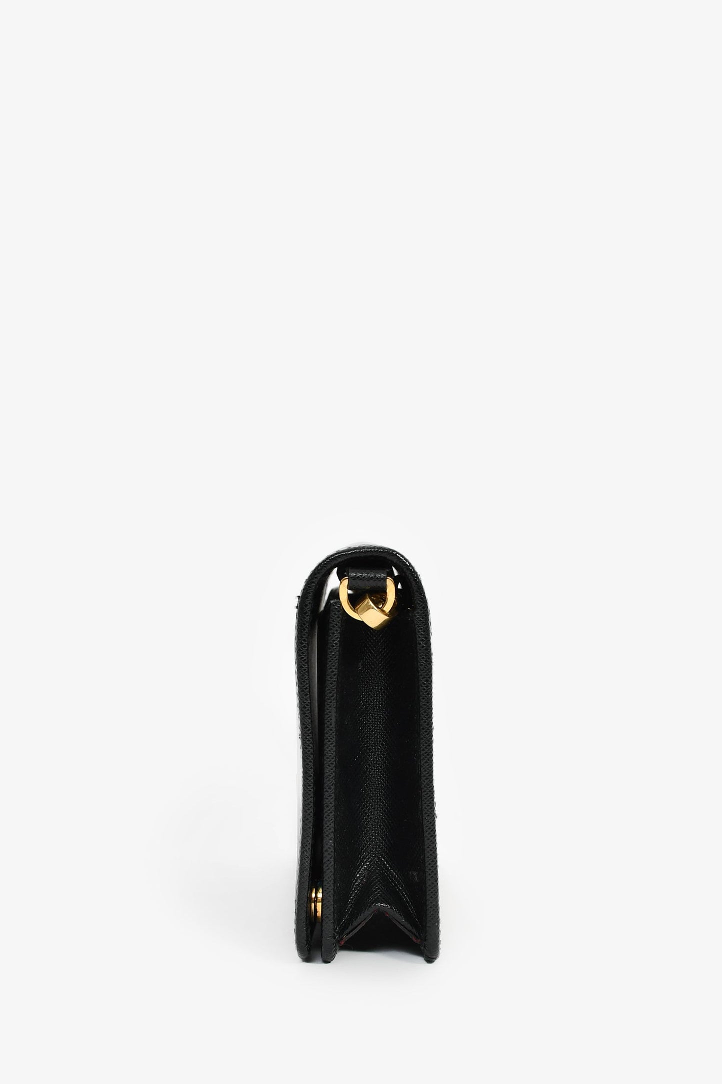 Prada Black Saffiano Leather Wallet on Chain