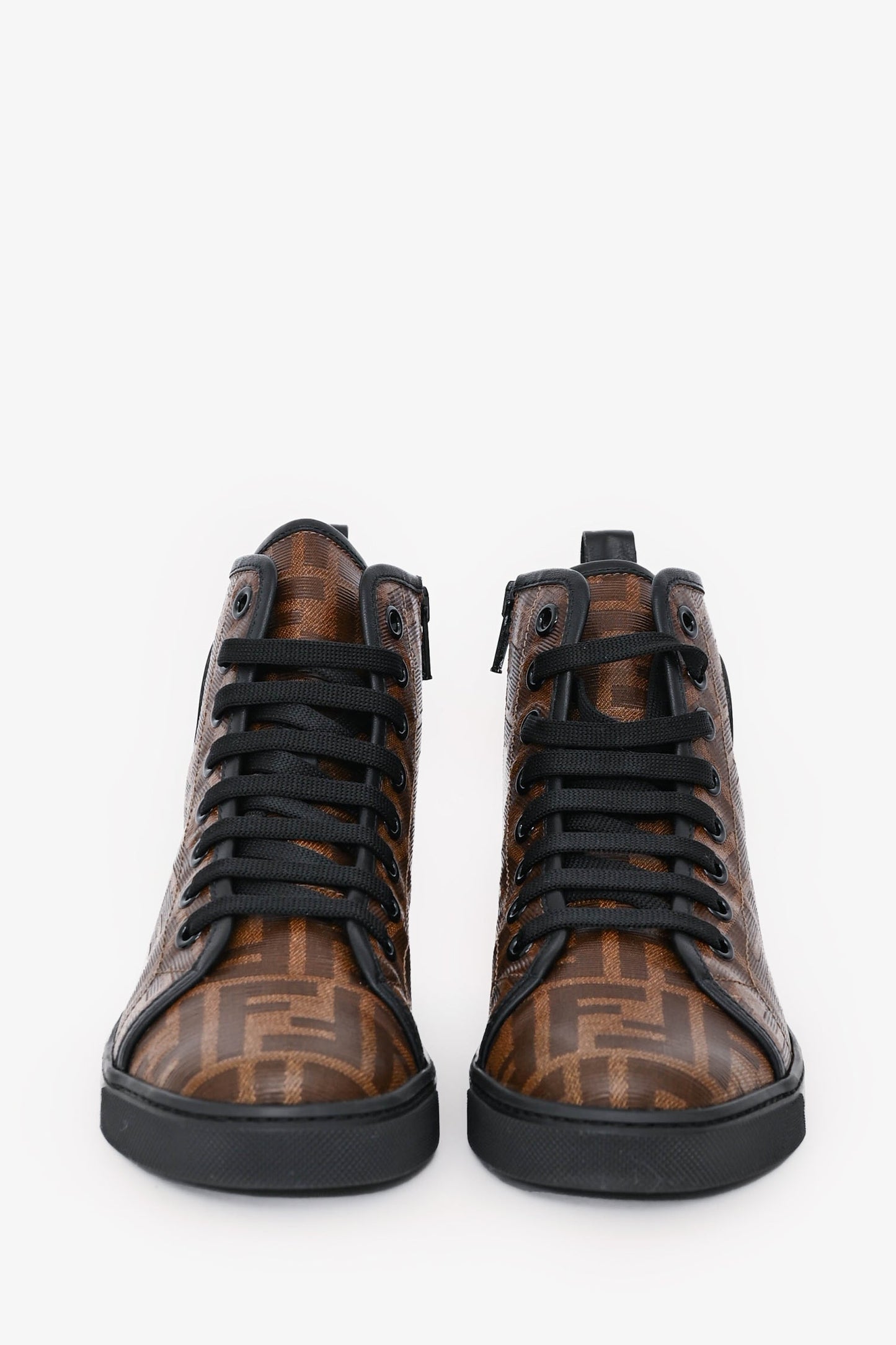 Fendi Brown/Black Zucca High Top Sneakers Size 35