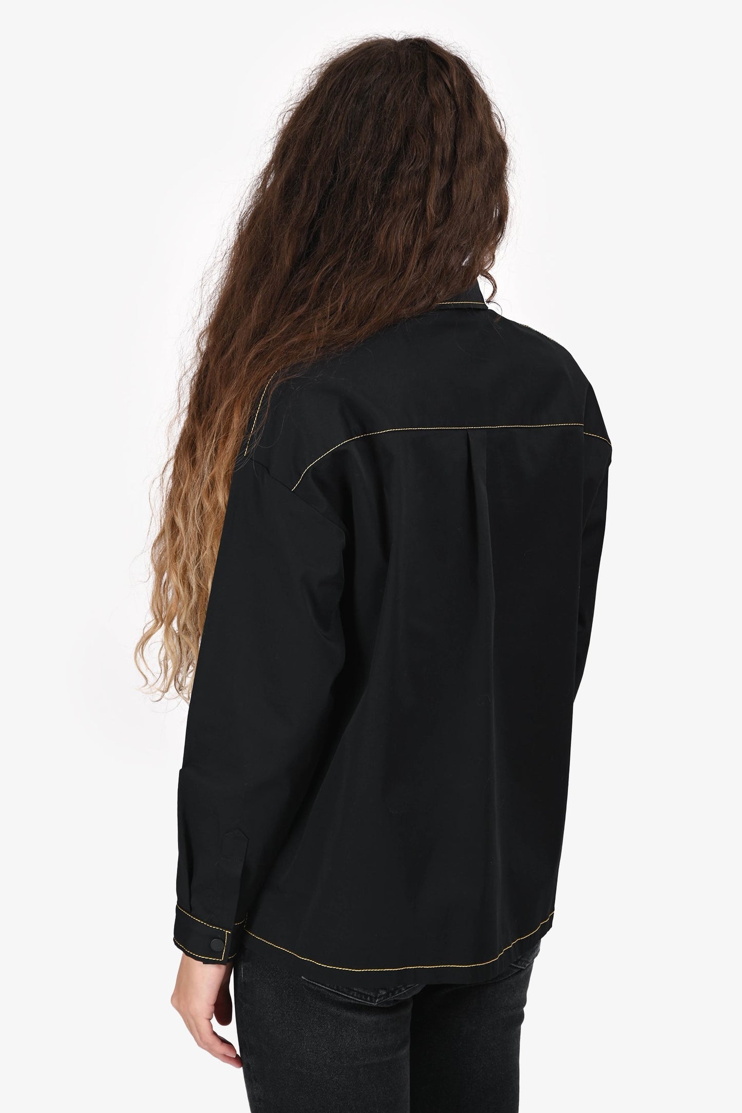Fendi Black/Yellow Pocket Stitch Detail Button-Up Shirt Est. Size S