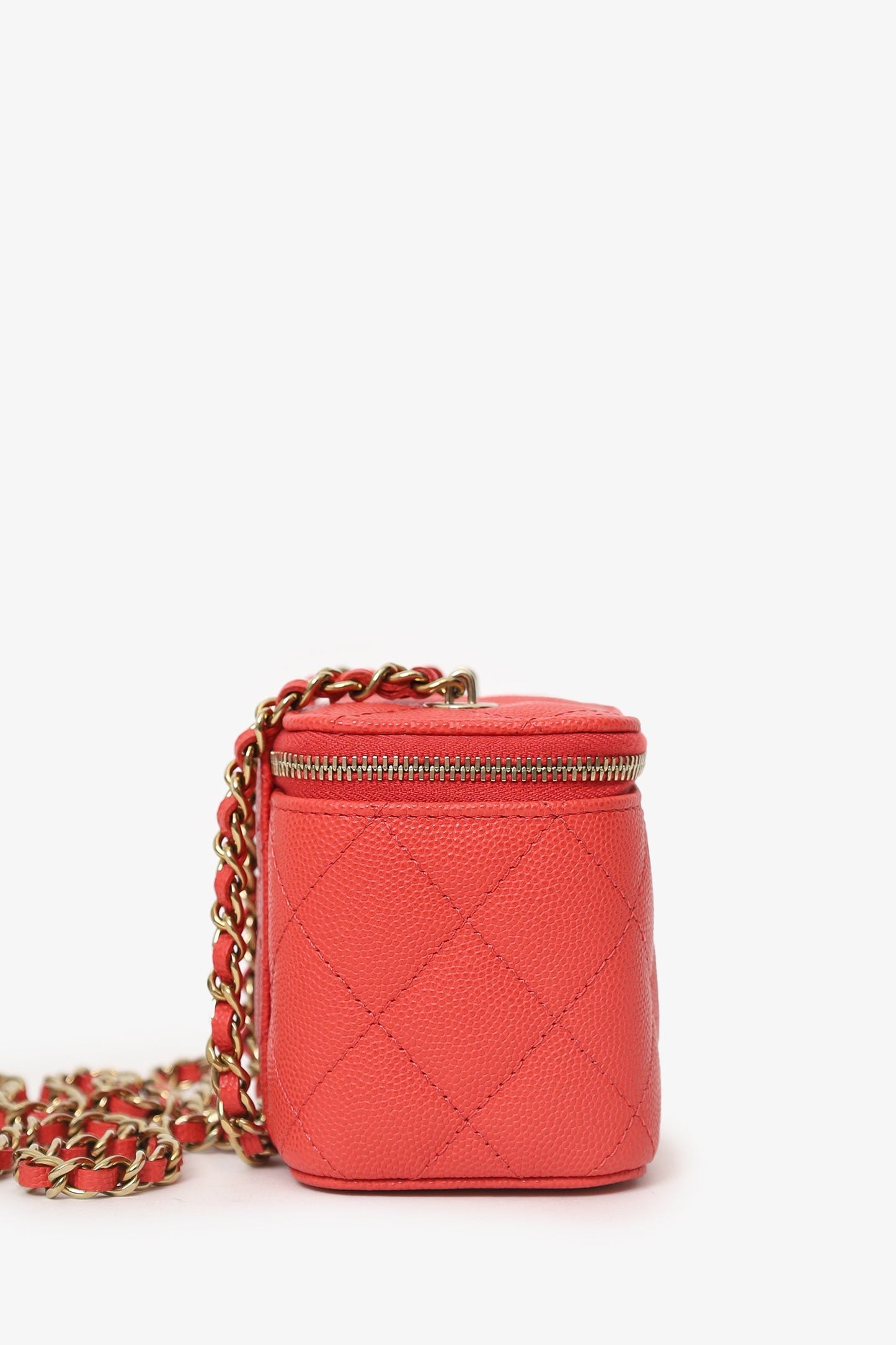Pre-Loved Chanel™ Coral Classic Caviar Leather Vanity Bag With Chain