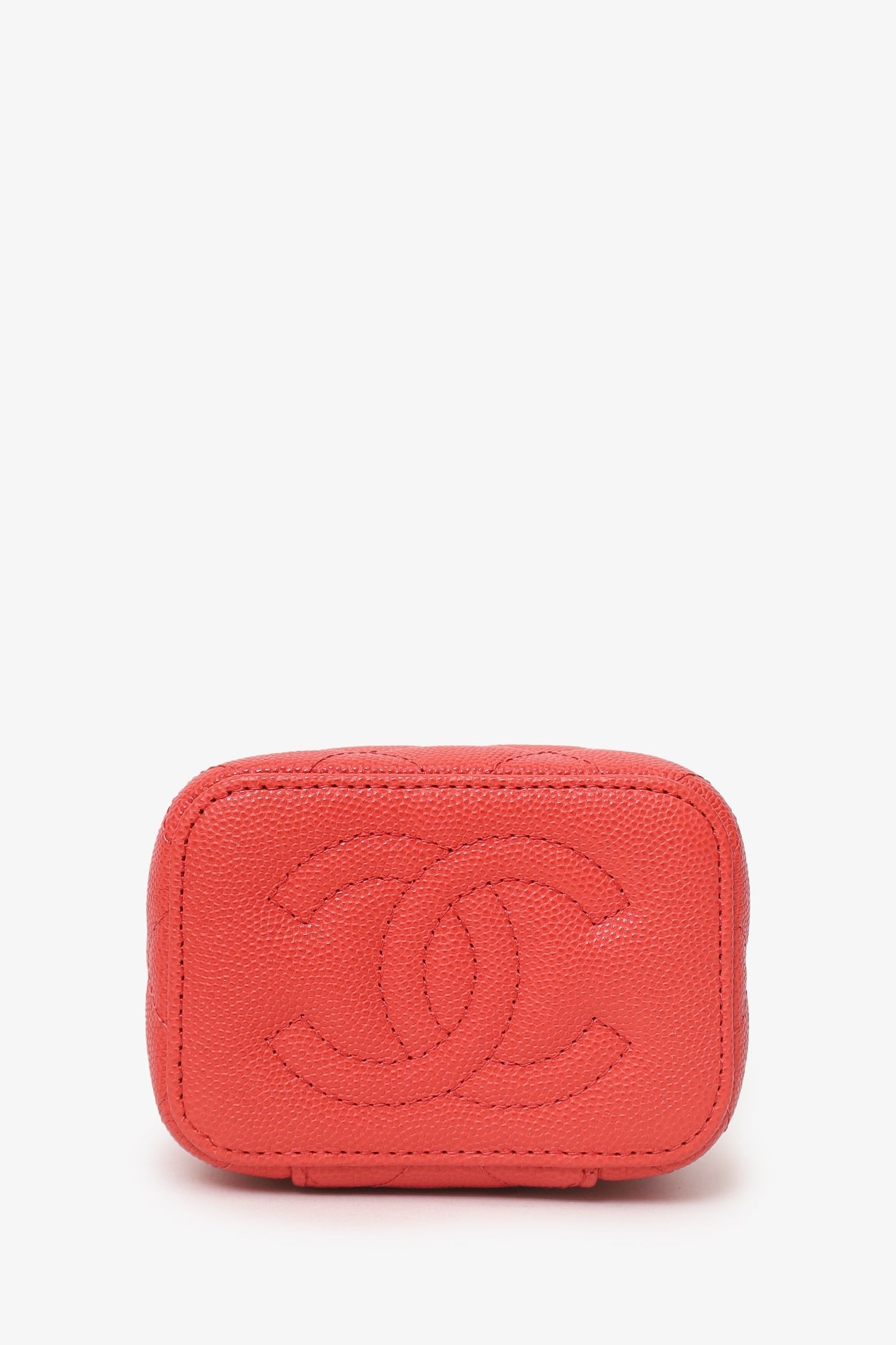 Pre-Loved Chanel™ Coral Classic Caviar Leather Vanity Bag With Chain