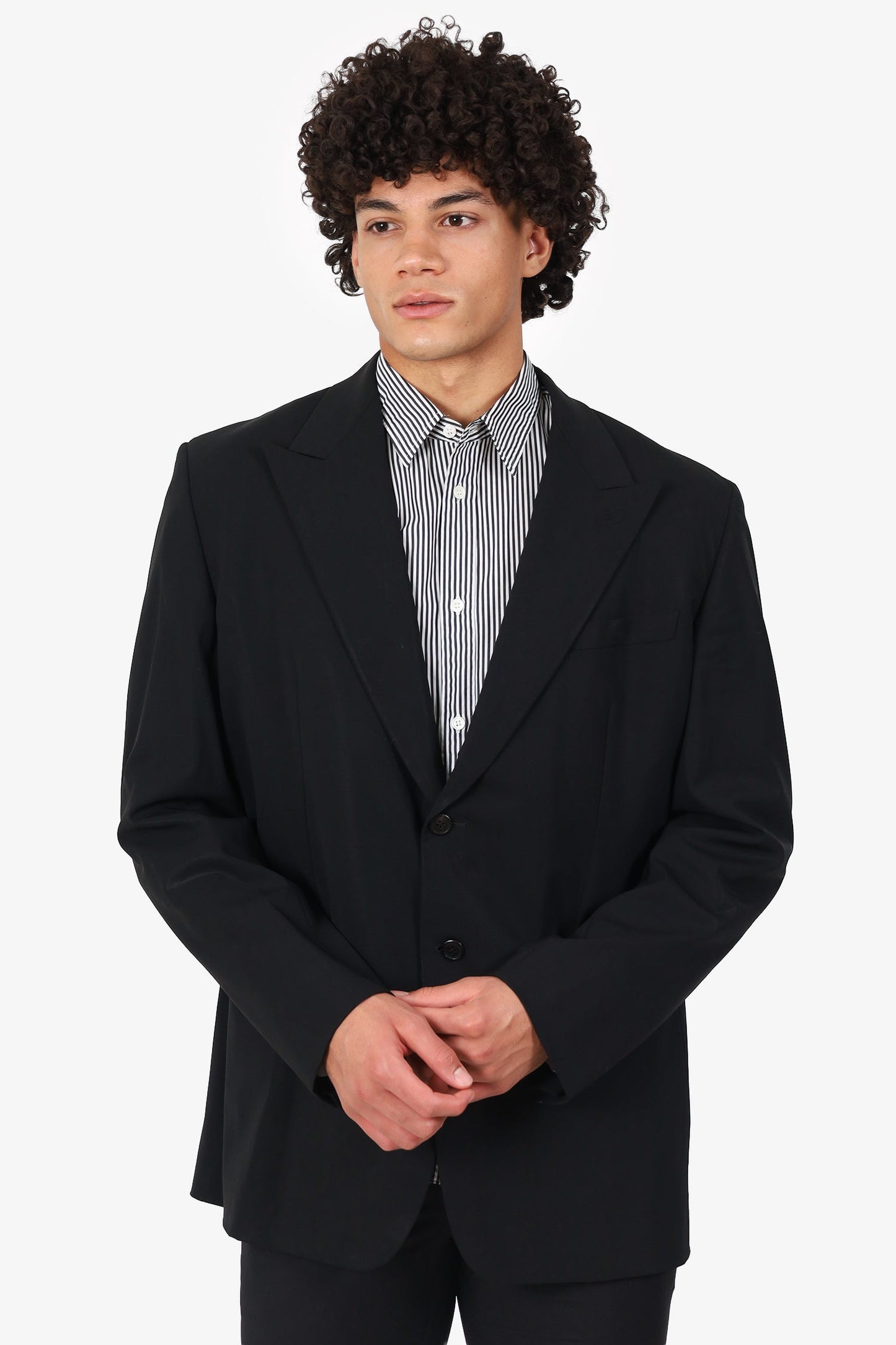 Prada Black Wool Blend Suit Jacket Size 58R Mens